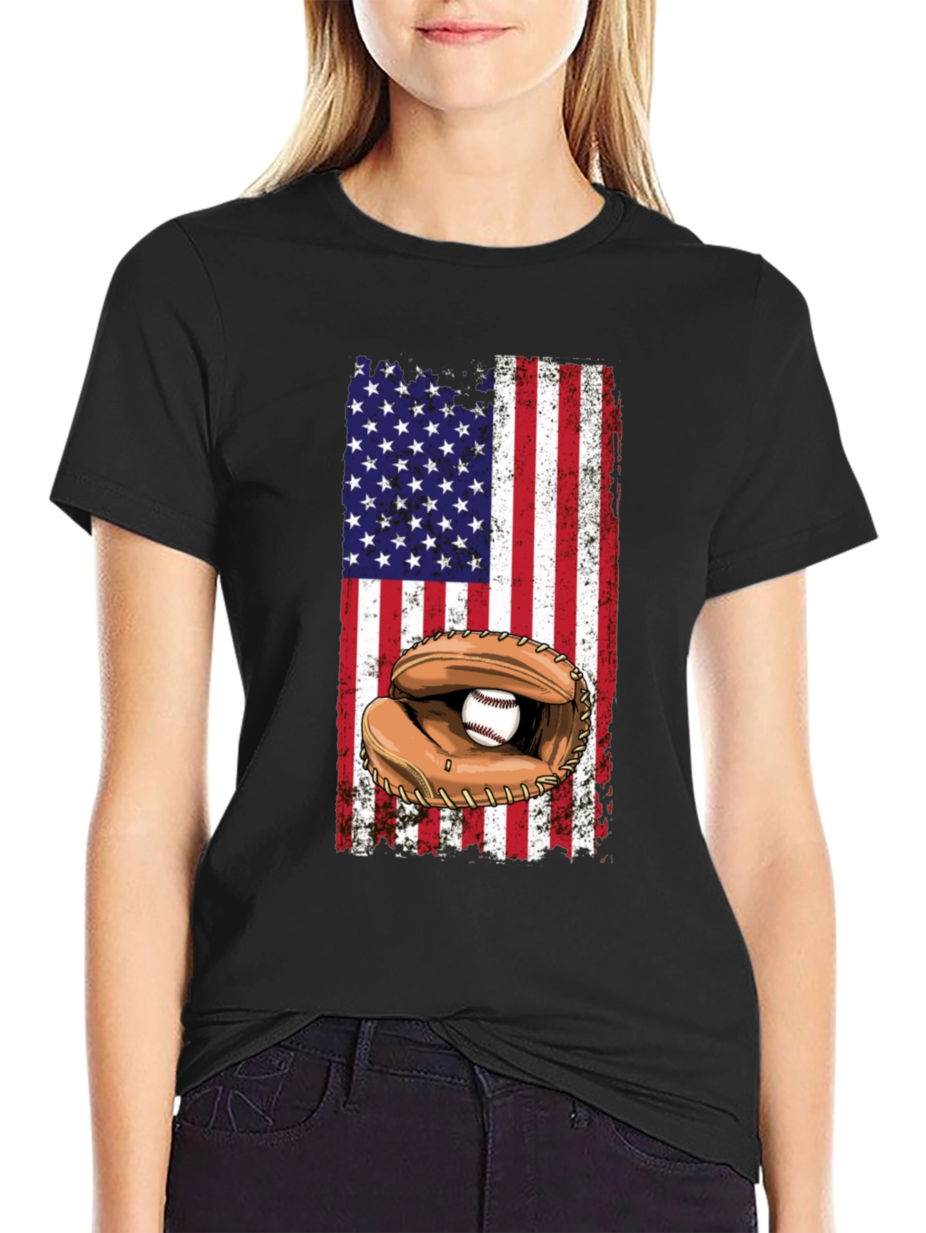 American Flag Baseball T-Shirt