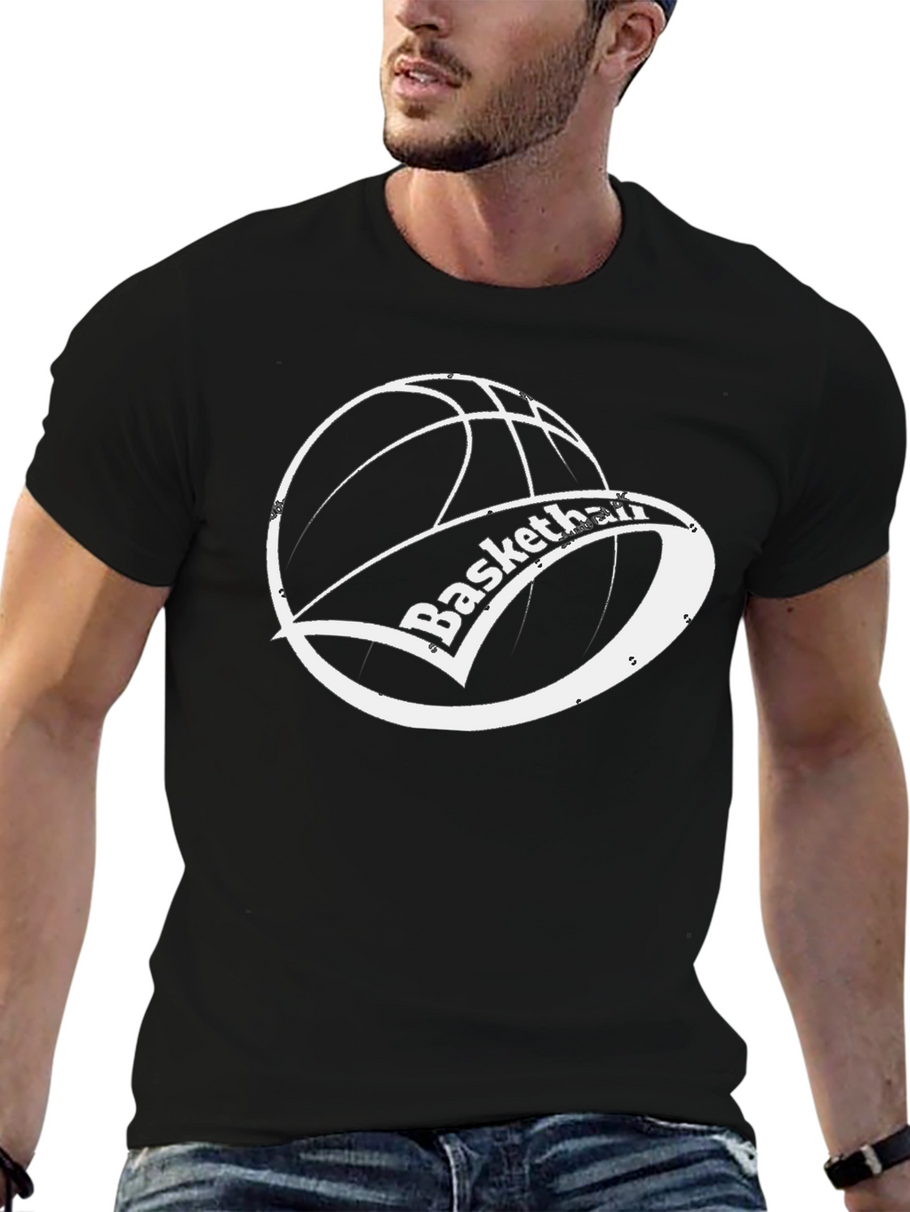Basketball Graphic Tee - Black Cotton Shirt