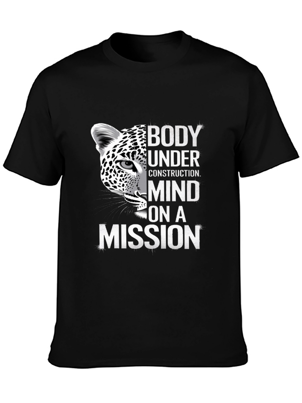 Body Under Construction Leopard Graphic T-Shirt