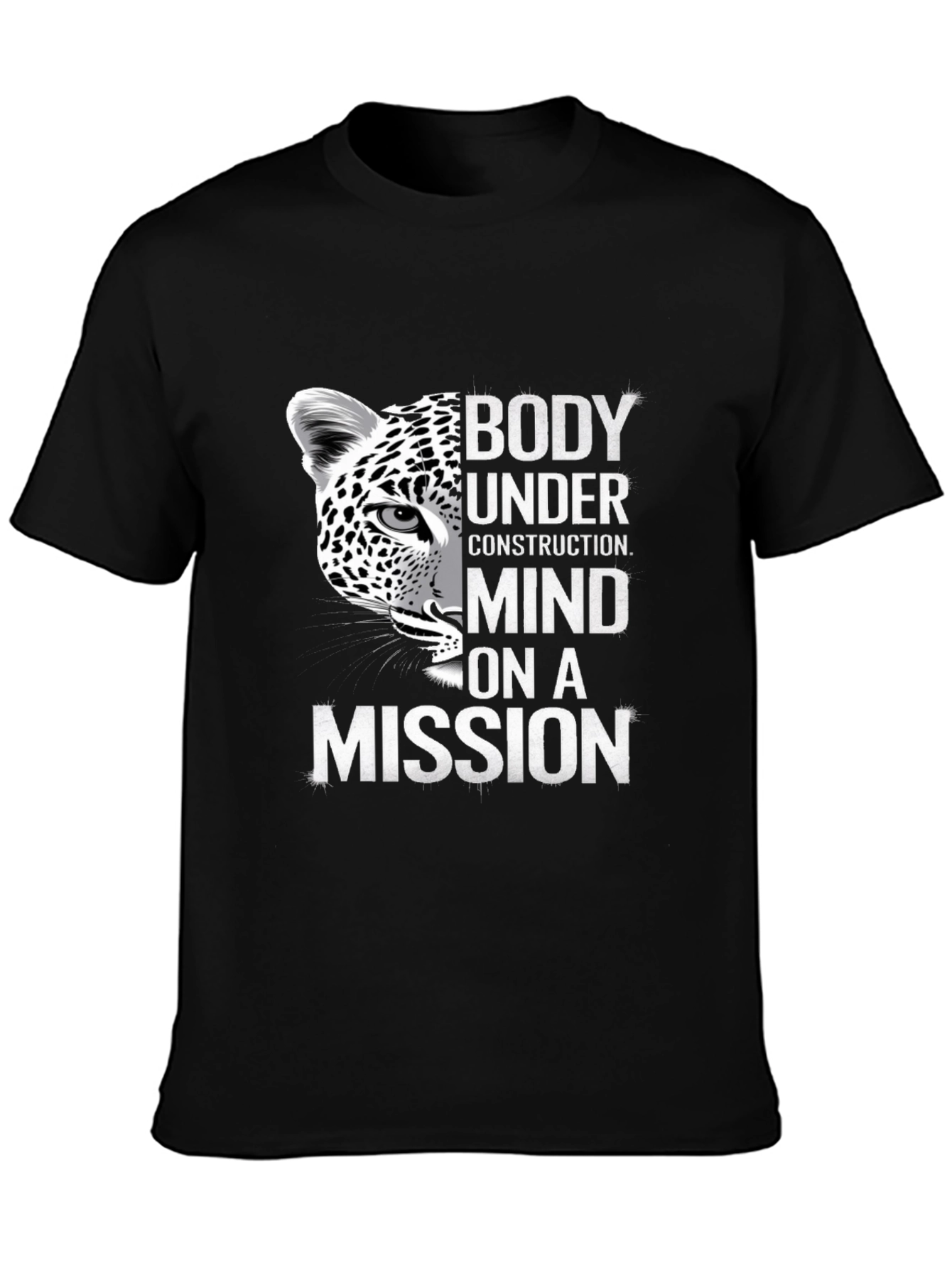 Body Under Construction Leopard Graphic T-Shirt