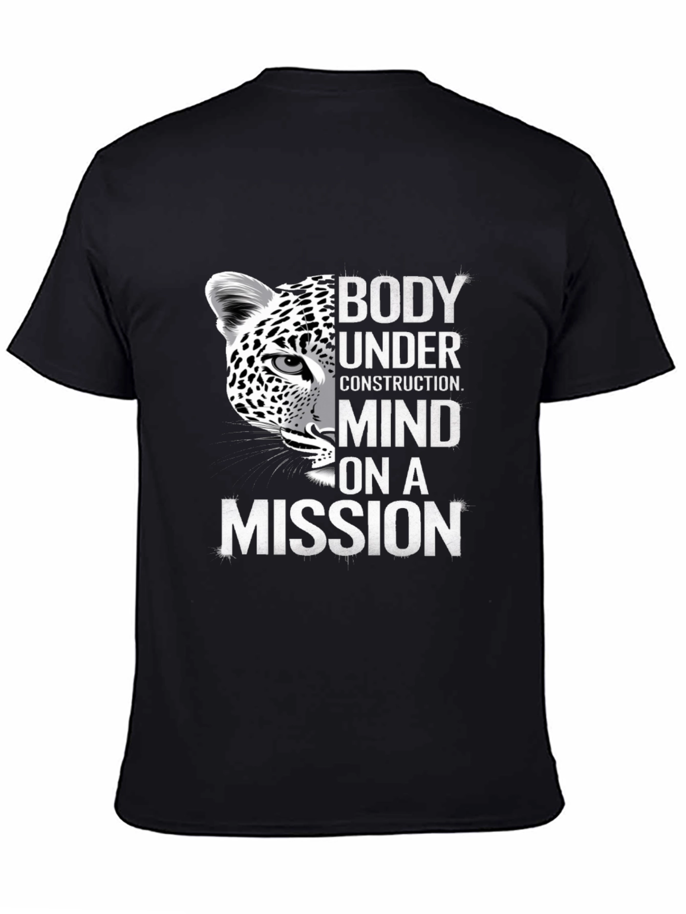Body Under Construction Leopard Graphic T-Shirt