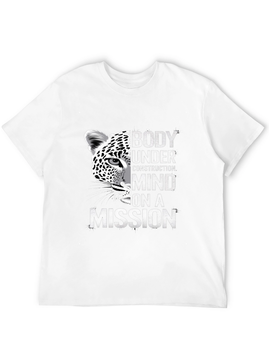 Body Under Construction Leopard Graphic T-Shirt
