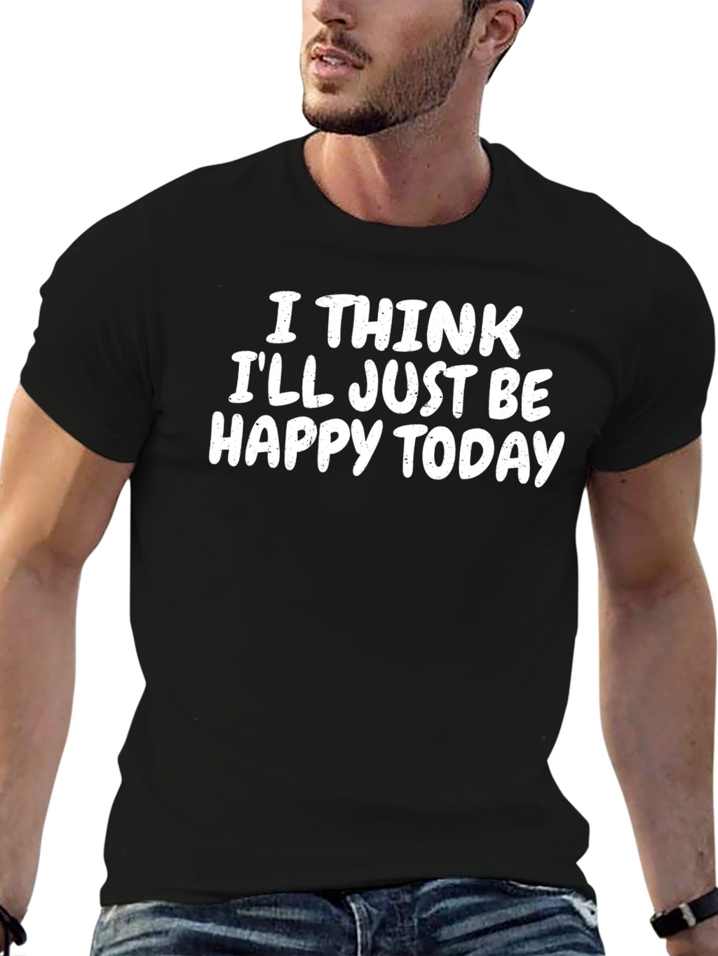 Happy Today Graphic Tee - Black