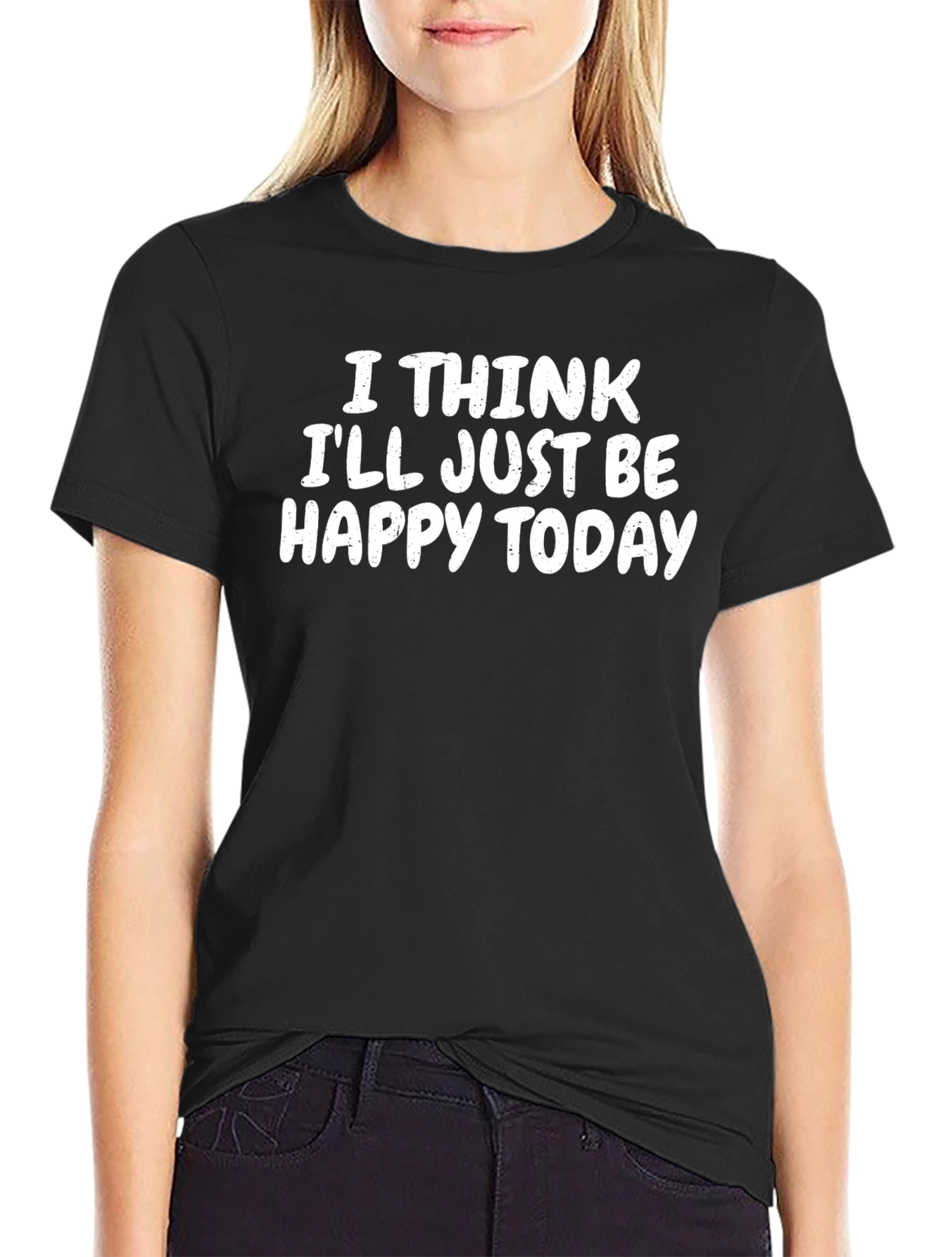 Happy Today Graphic Tee - Black