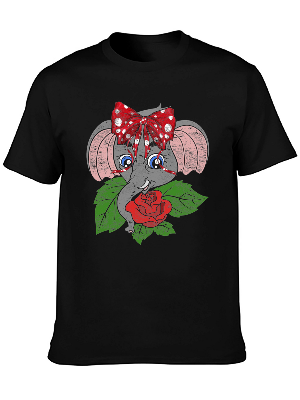 Elephant with Bow & Rose Graphic Tee