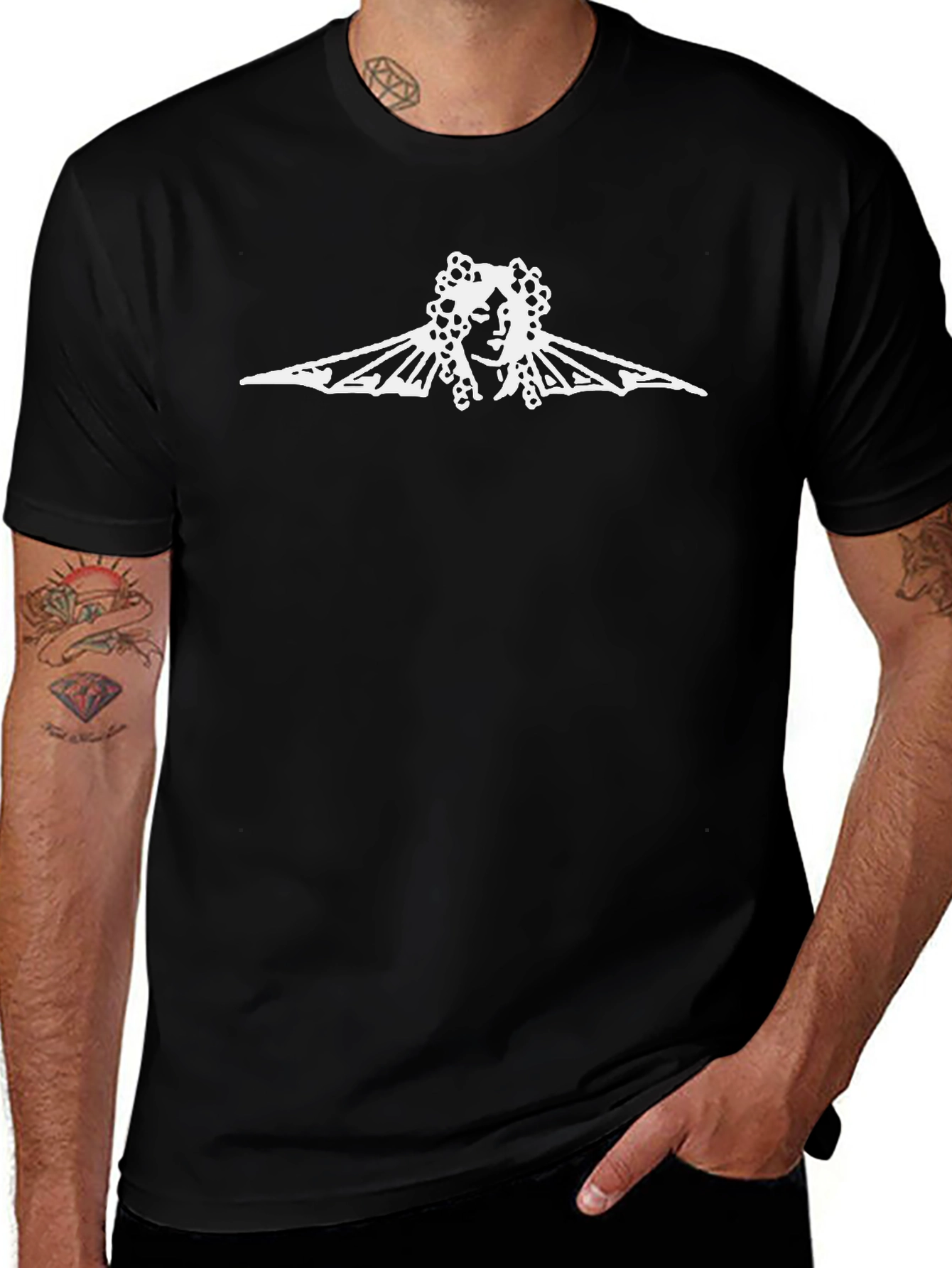 Black T-Shirt with White Graphic