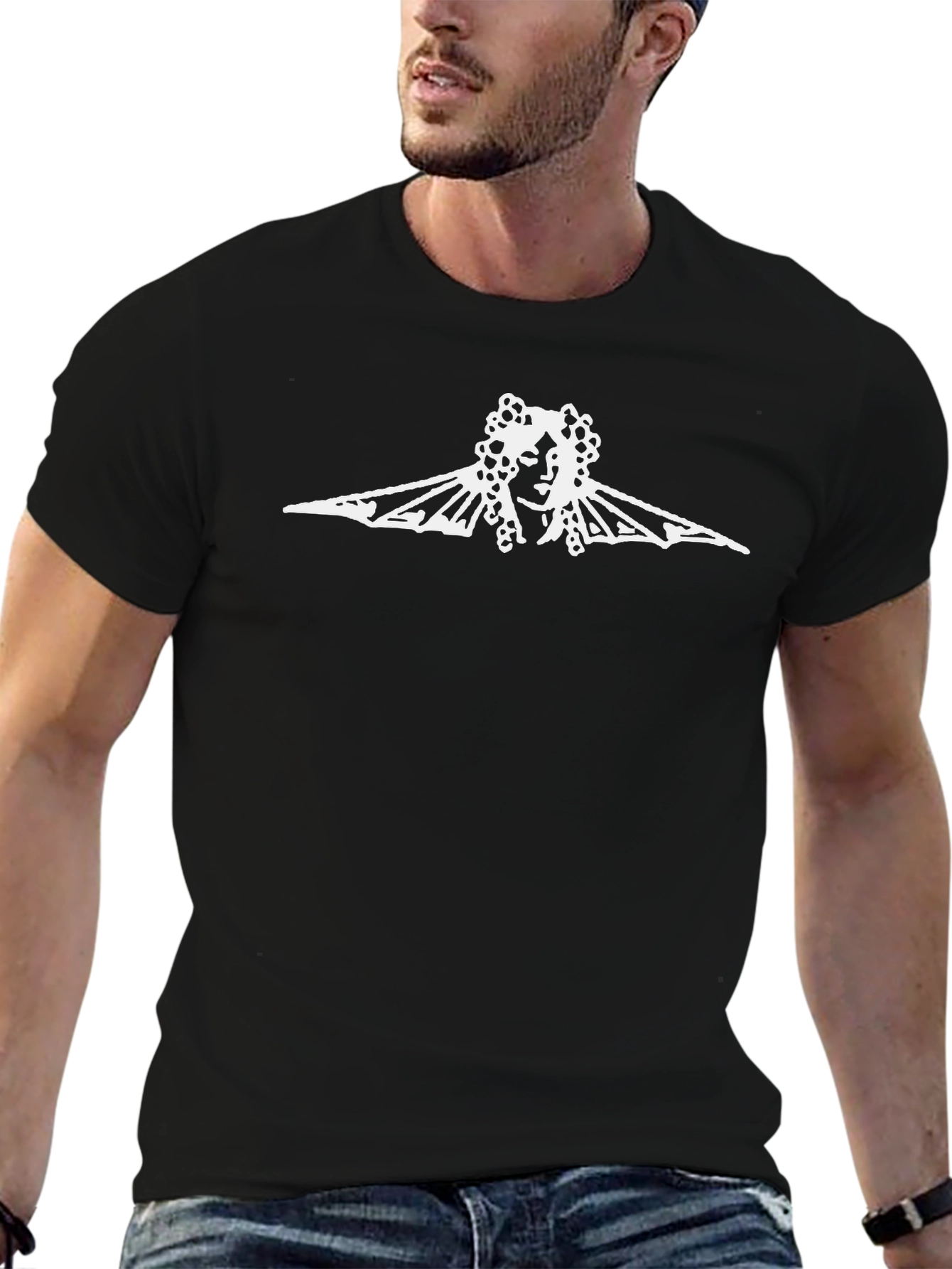 Black T-Shirt with White Graphic