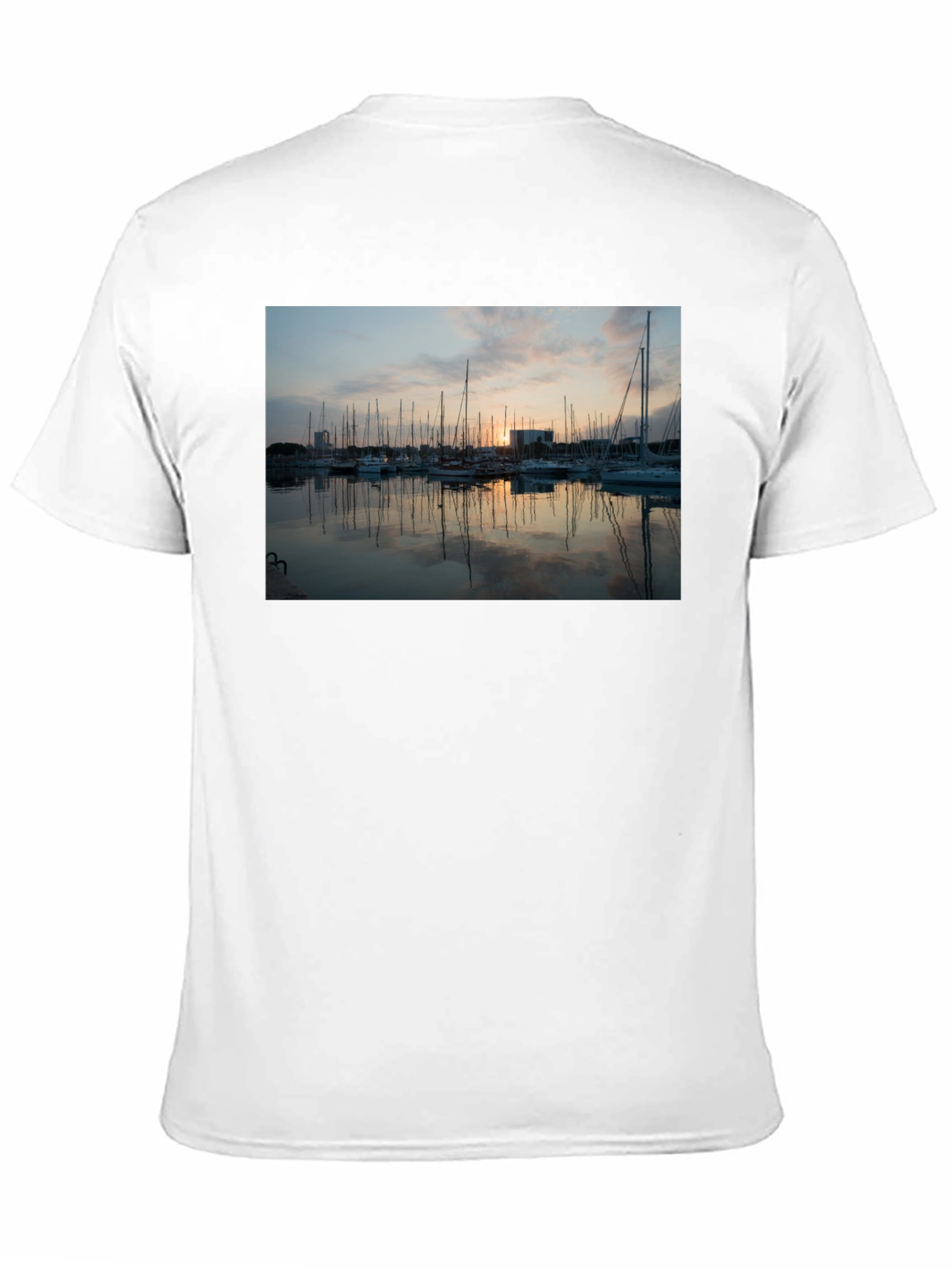 Sunset Marina Graphic Tee - Black Cotton T-Shirt