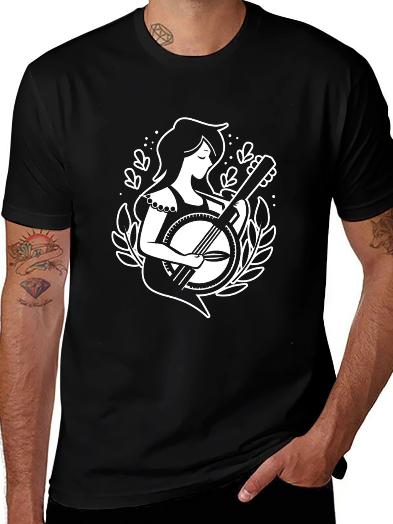 Banjo Girl Graphic Tee - Unique Musician Shirt