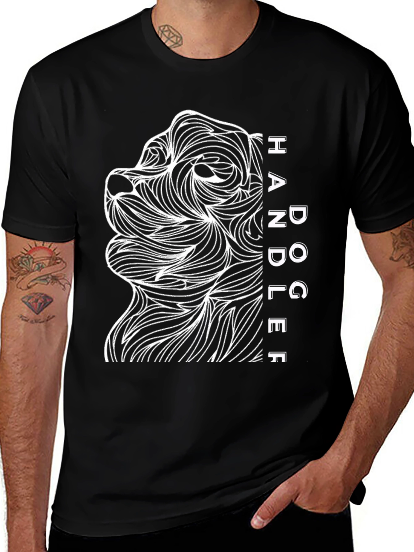 Dog Handler Graphic Tee - Black Unisex T-Shirt