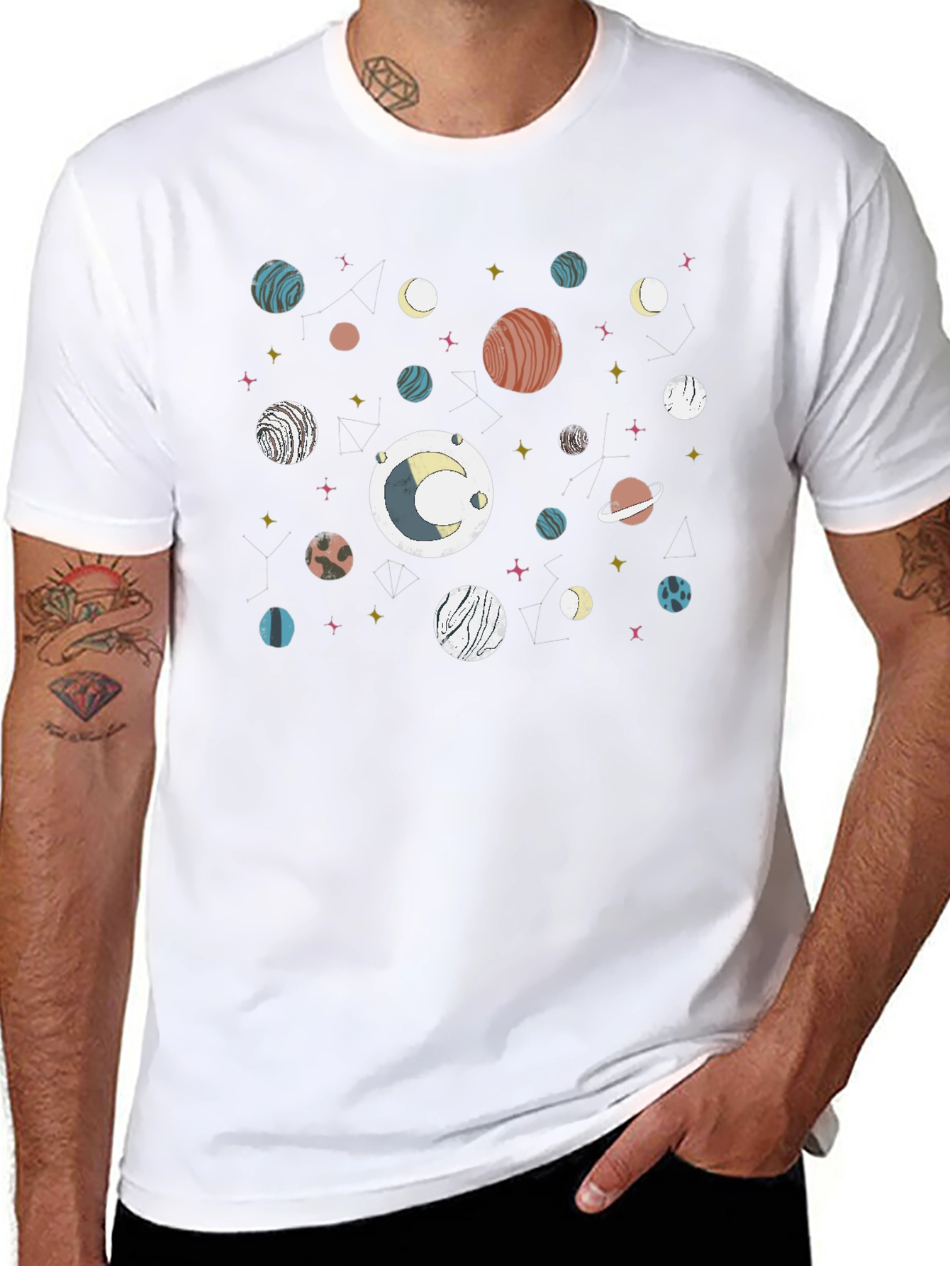 Cosmic Planet Print Tee - Stylish Unisex T-Shirt
