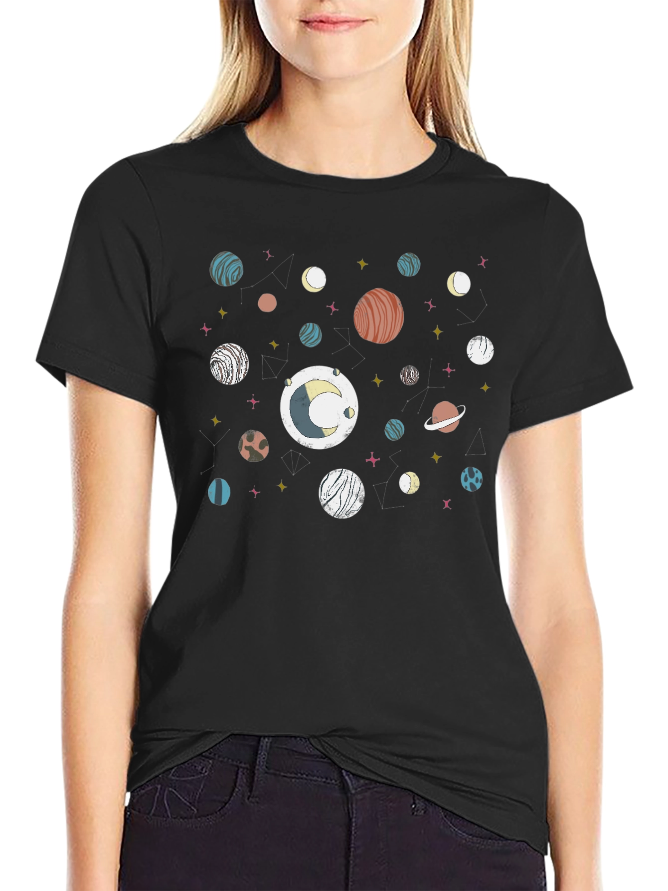 Cosmic Planet Print Tee - Stylish Unisex T-Shirt