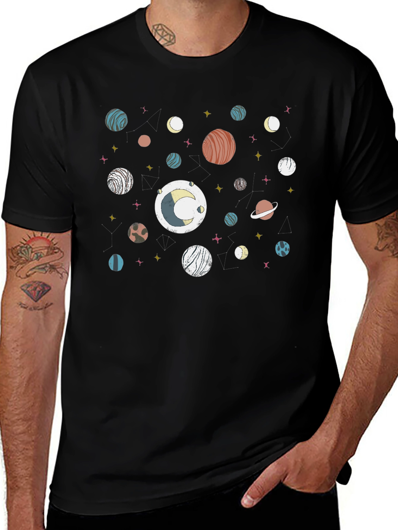 Cosmic Planet Print Tee - Stylish Unisex T-Shirt