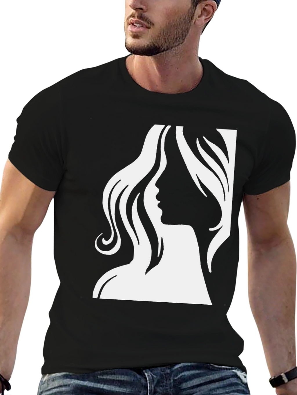 Elegant Woman Silhouette Graphic Tee - Black
