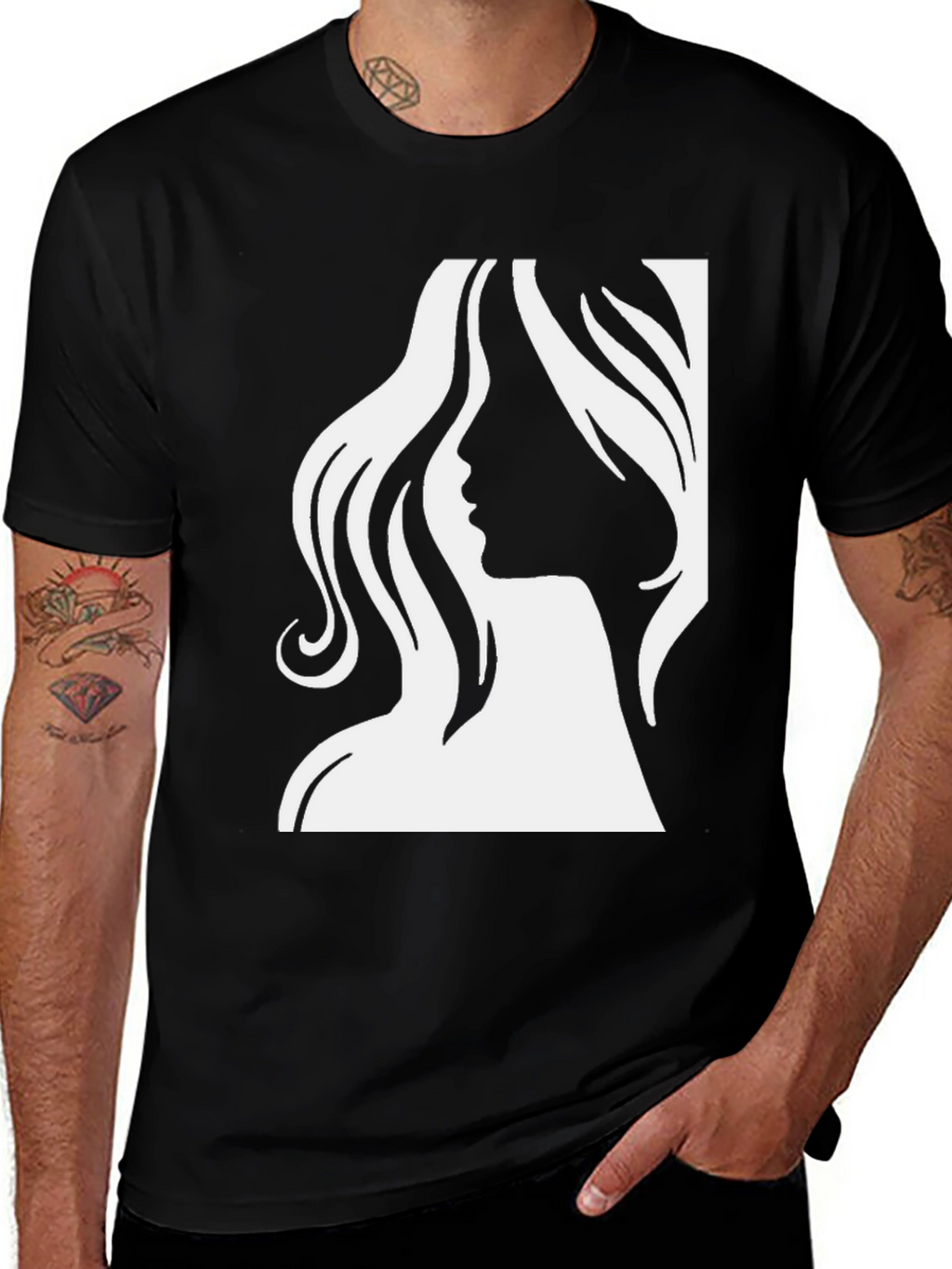 Elegant Woman Silhouette Graphic Tee - Black