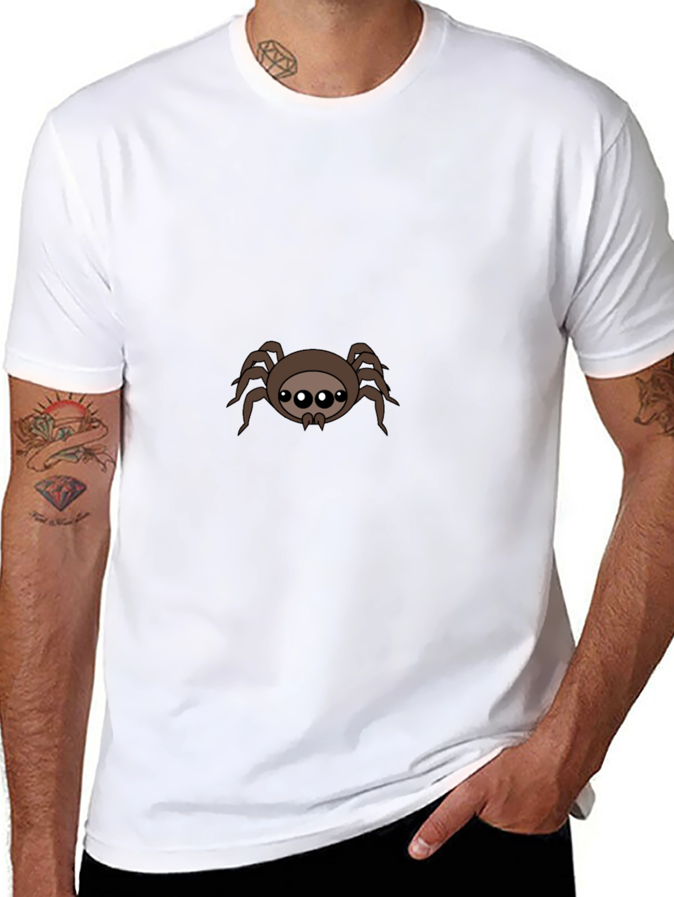 Cute Spider Graphic Tee - Black Cotton Blend