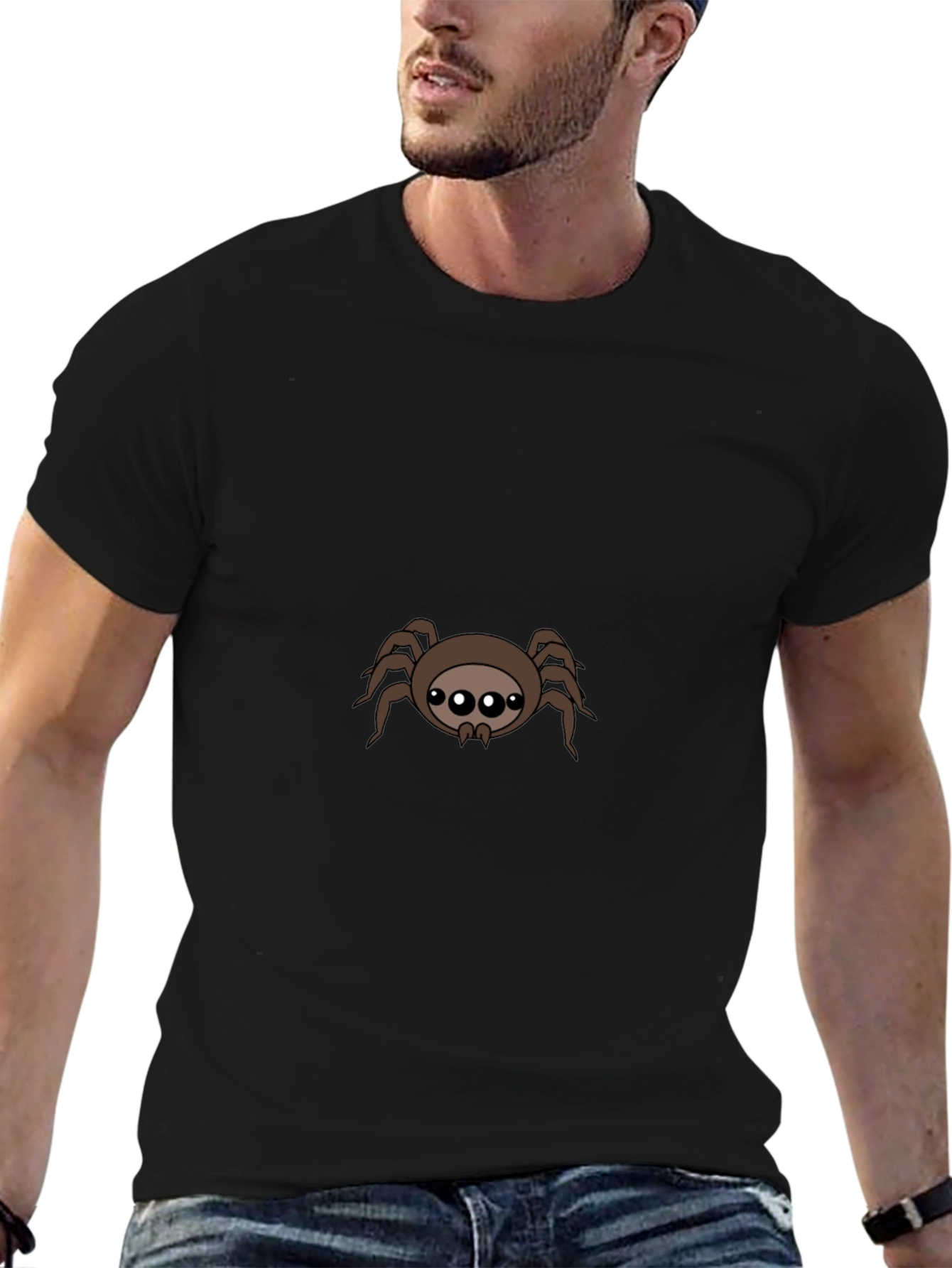 Cute Spider Graphic Tee - Black Cotton Blend