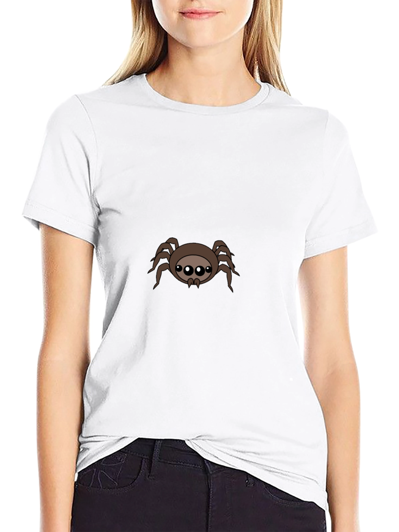 Cute Spider Graphic Tee - Black Cotton Blend