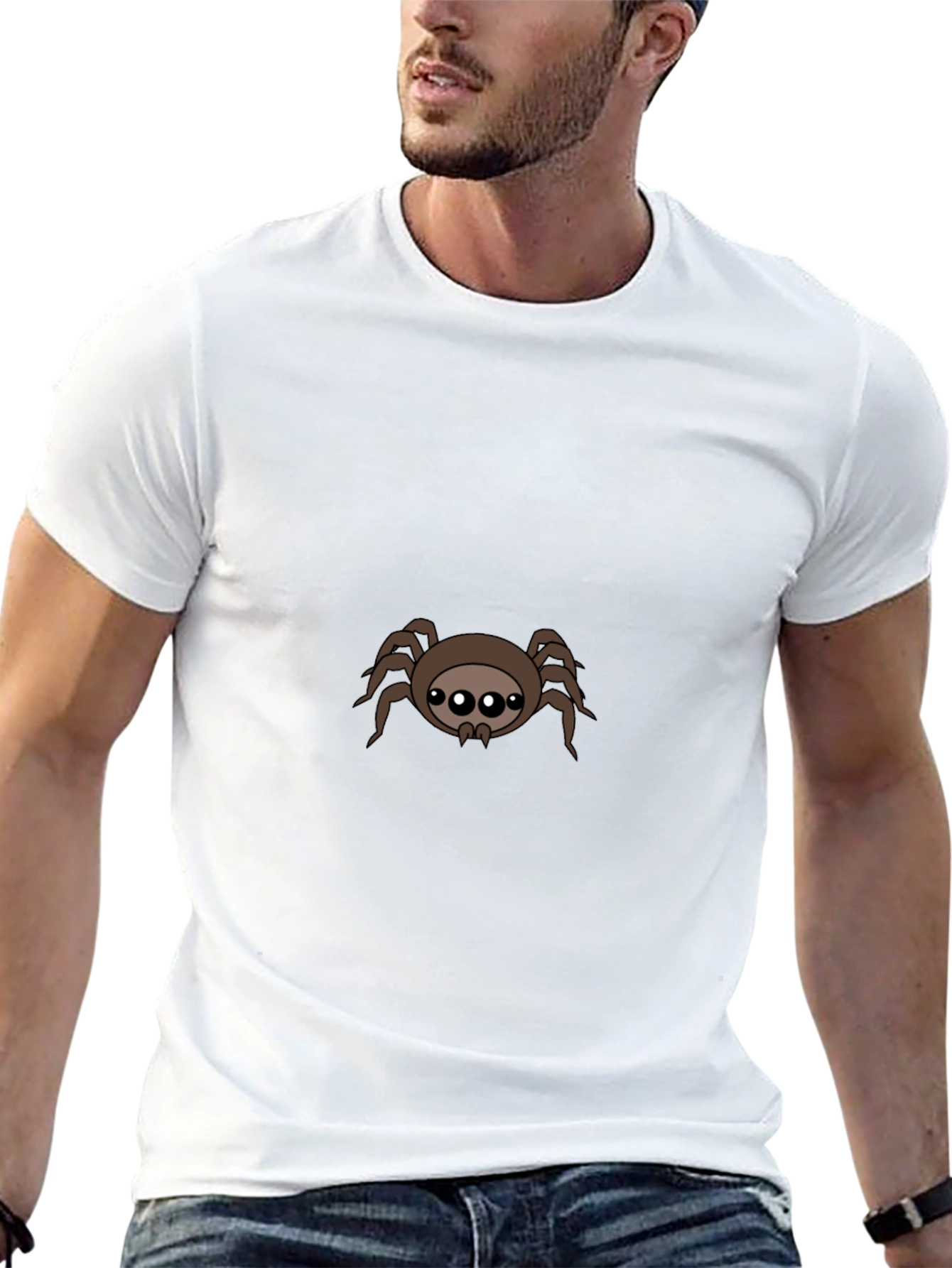Cute Spider Graphic Tee - Black Cotton Blend