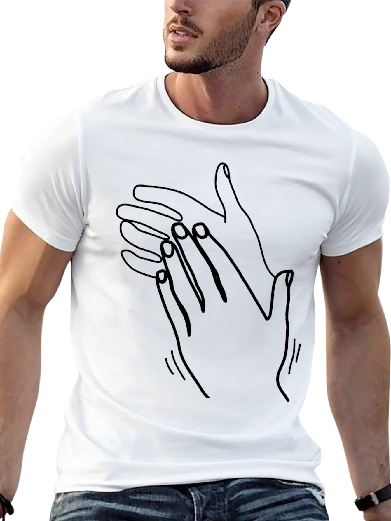 Abstract Hands Graphic Print Black T-Shirt
