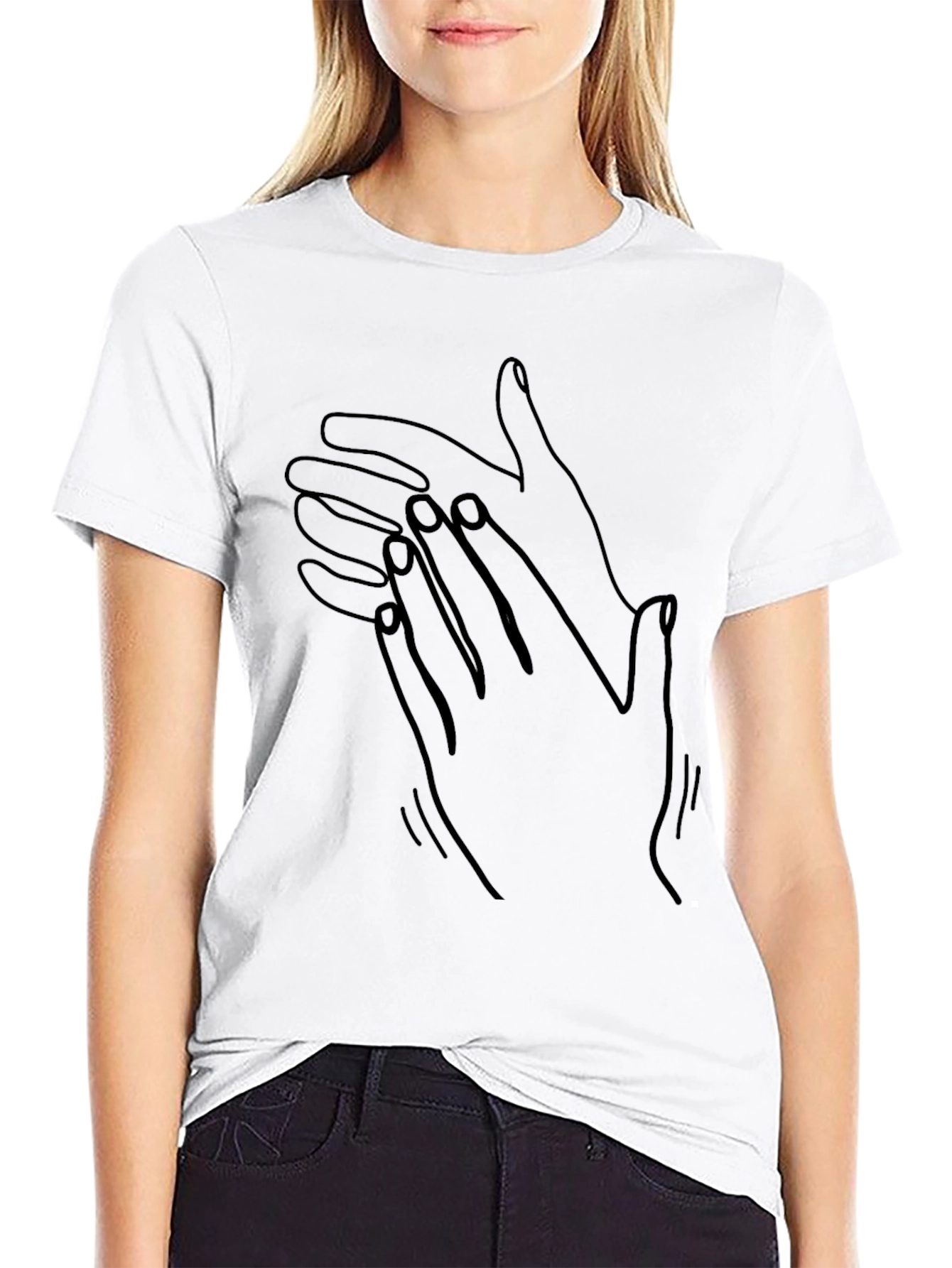 Abstract Hands Graphic Print Black T-Shirt