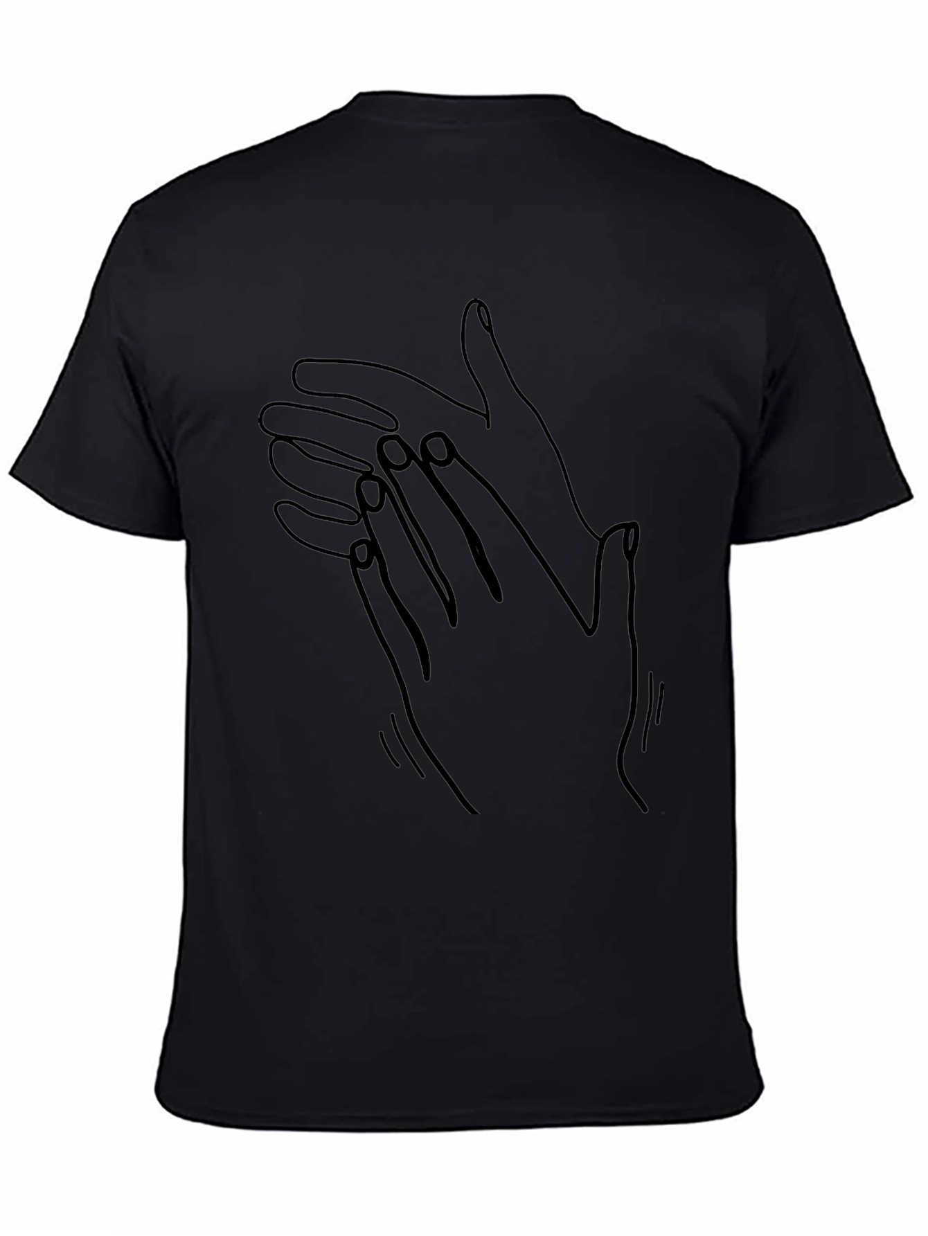 Abstract Hands Graphic Print Black T-Shirt