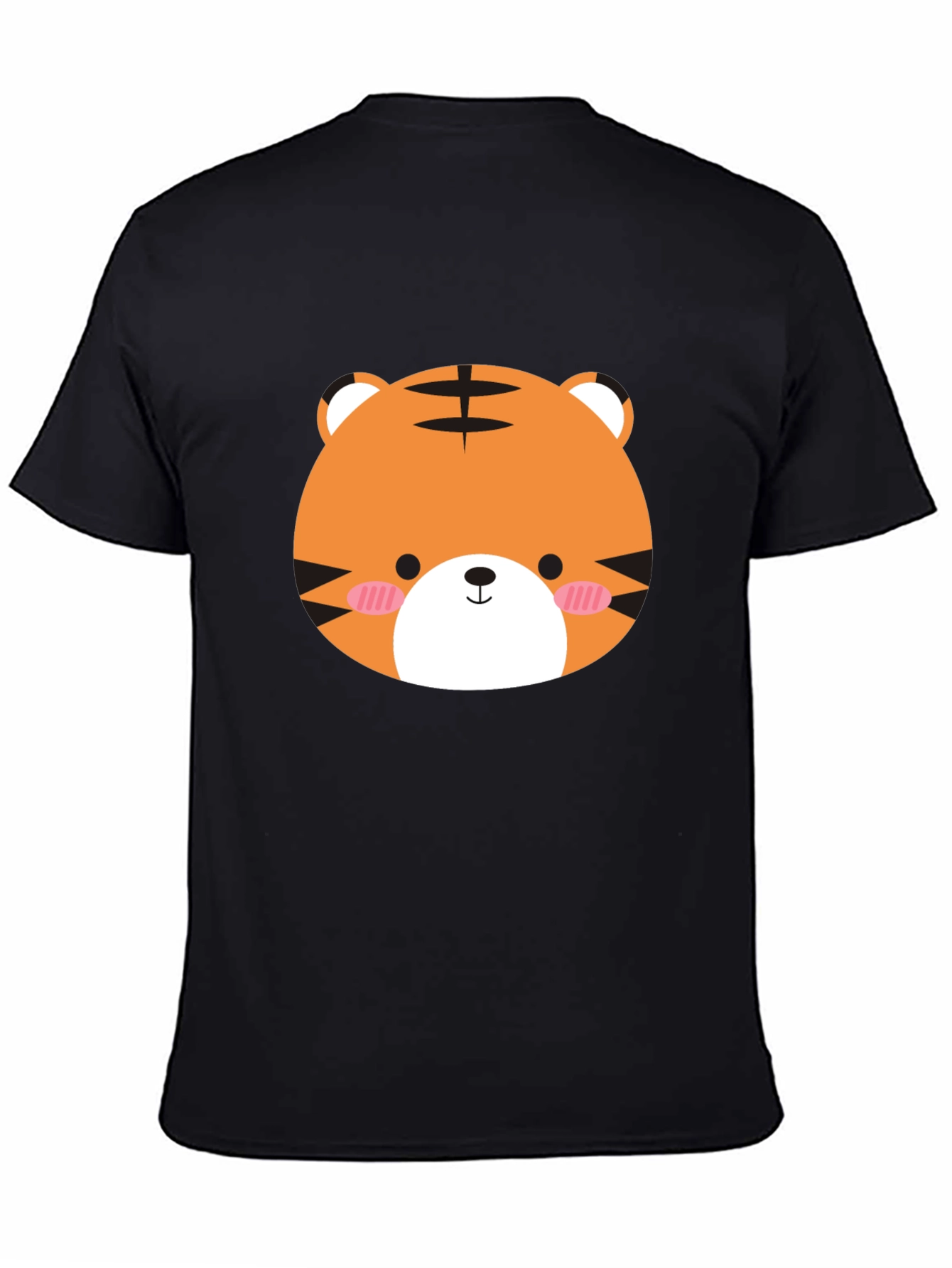 Cute Tiger Graphic Tee - Mens Black Cotton Shirt