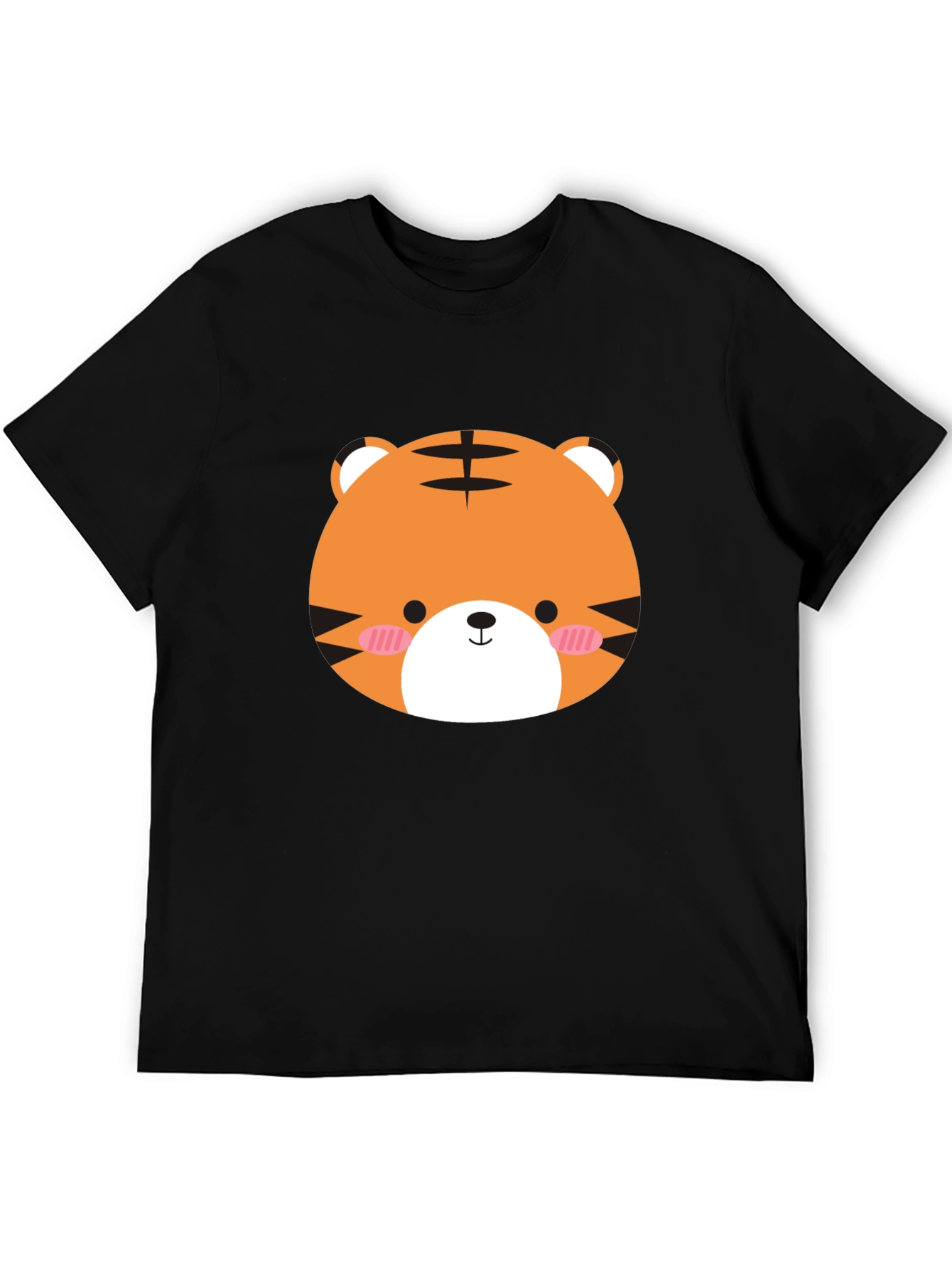 Cute Tiger Graphic Tee - Mens Black Cotton Shirt