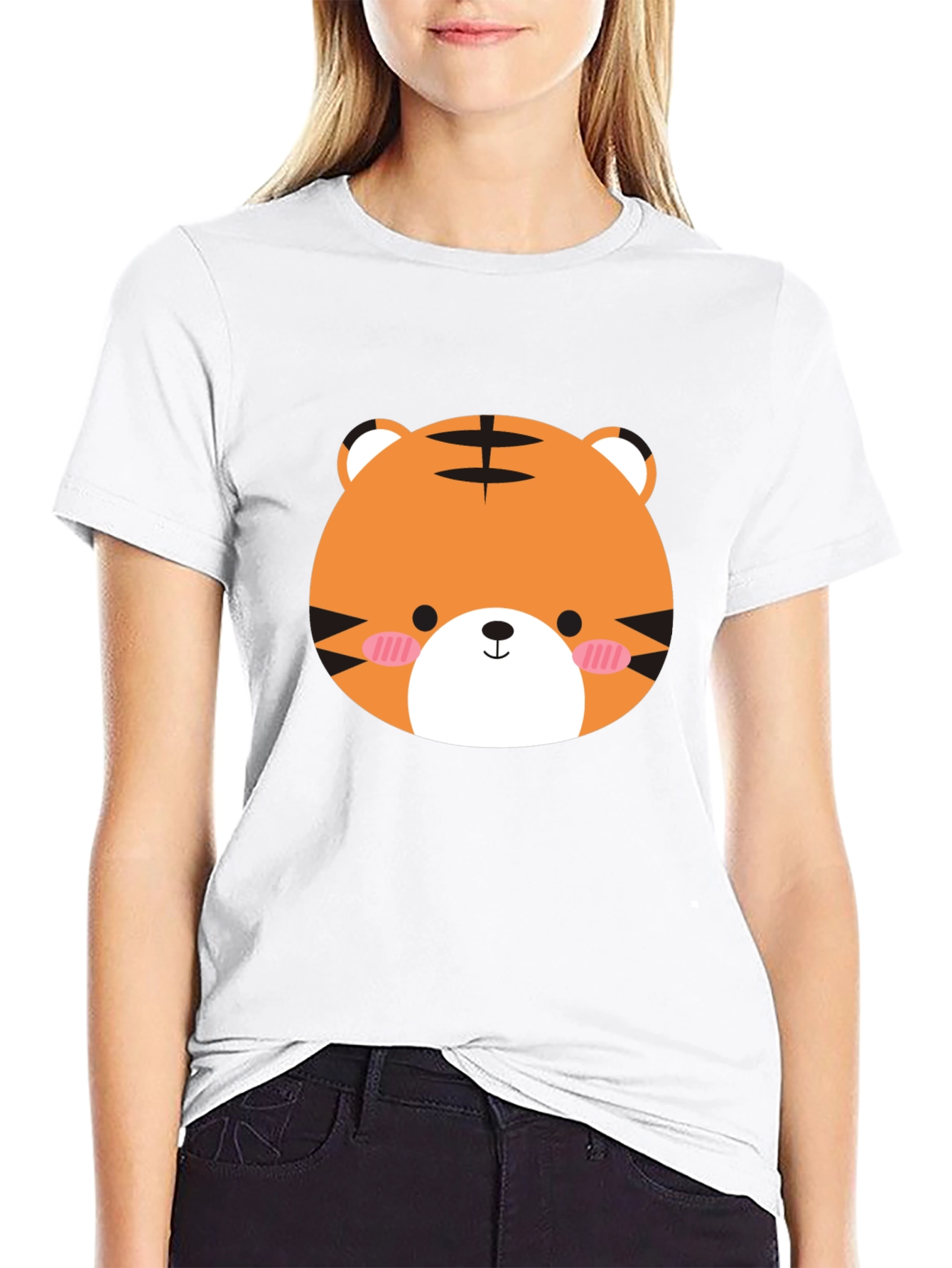 Cute Tiger Graphic Tee - Mens Black Cotton Shirt