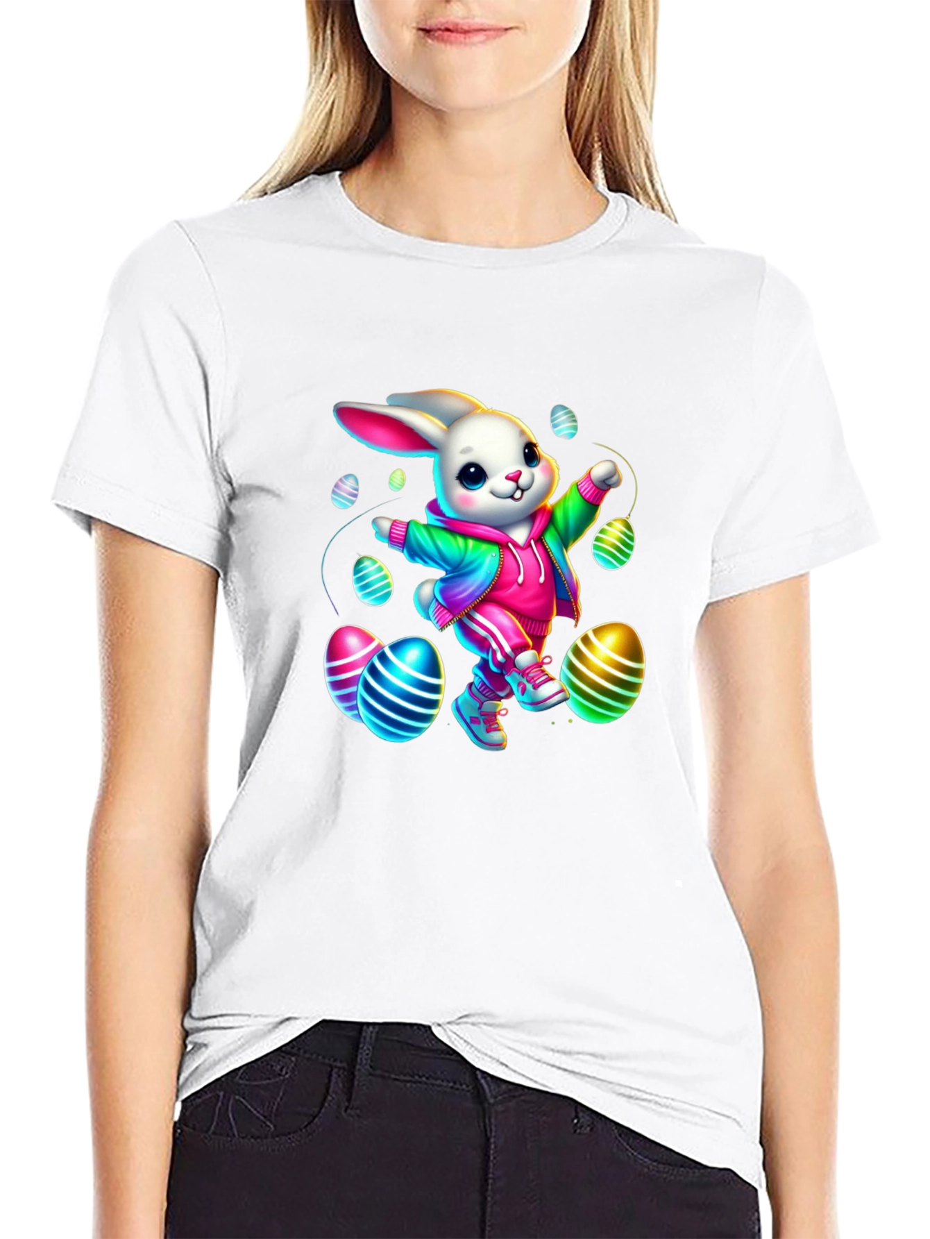Easter Bunny T-Shirt - Colorful Egg Design