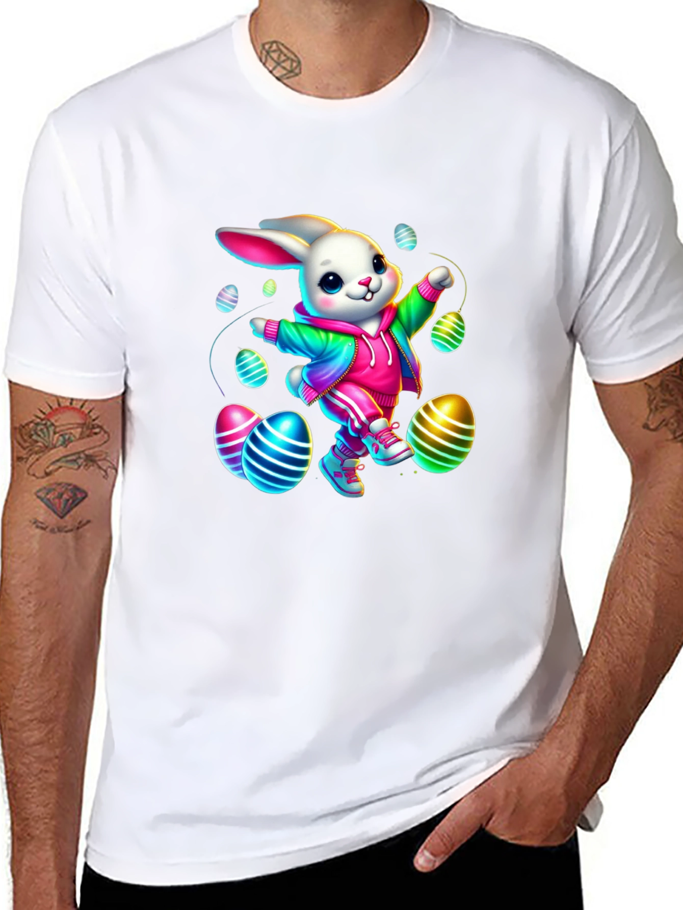 Easter Bunny T-Shirt - Colorful Egg Design