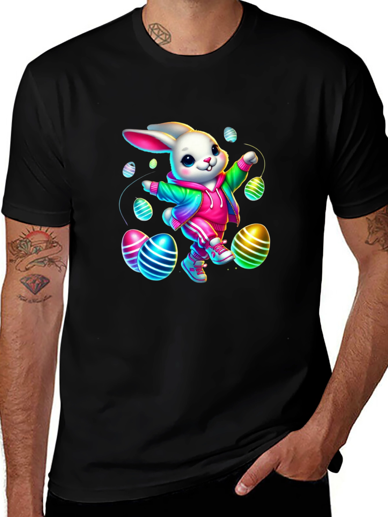 Easter Bunny T-Shirt - Colorful Egg Design