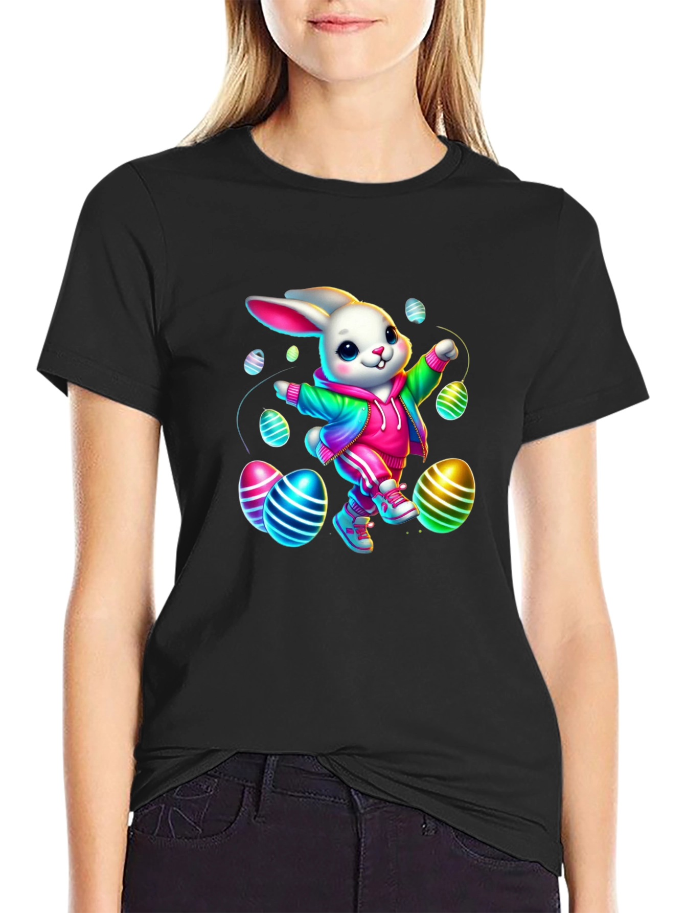 Easter Bunny T-Shirt - Colorful Egg Design
