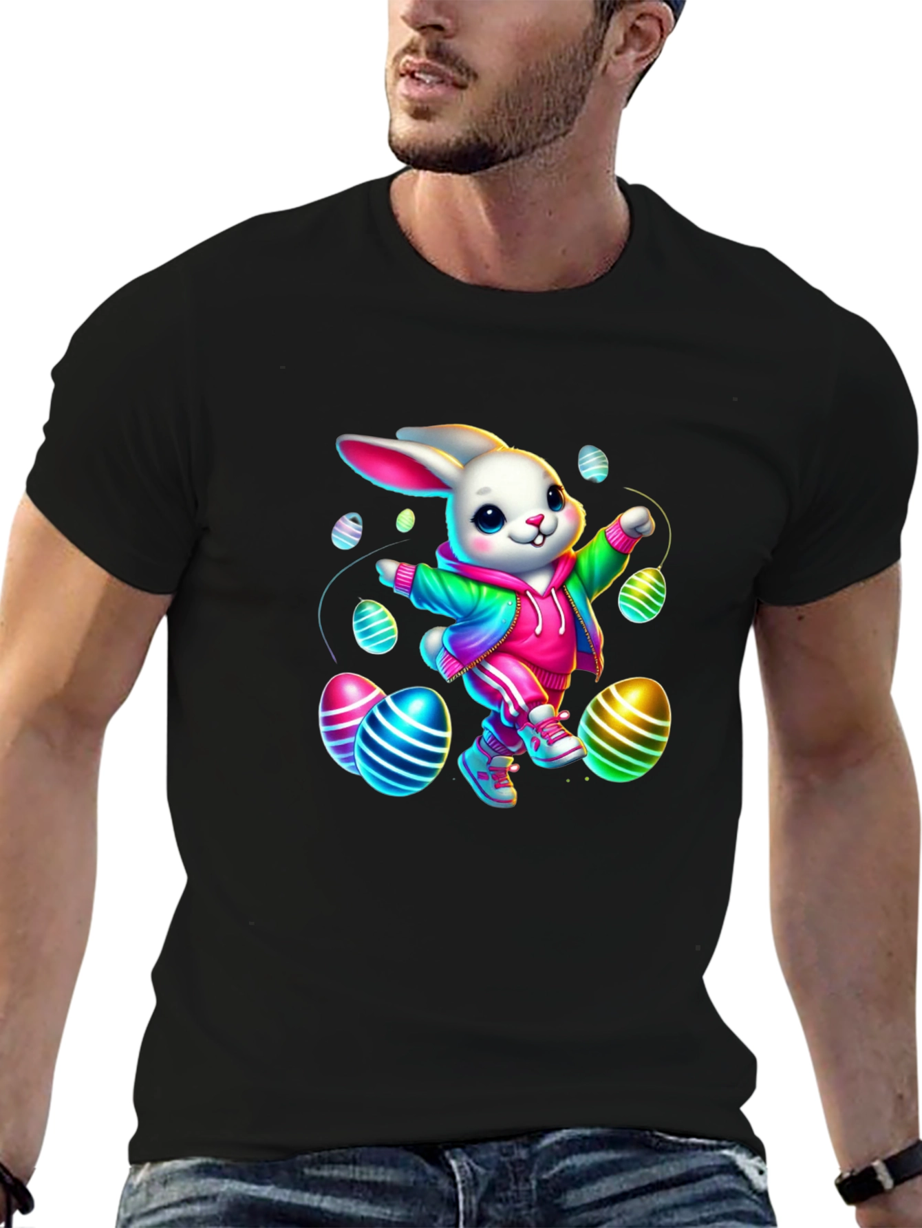 Easter Bunny T-Shirt - Colorful Egg Design
