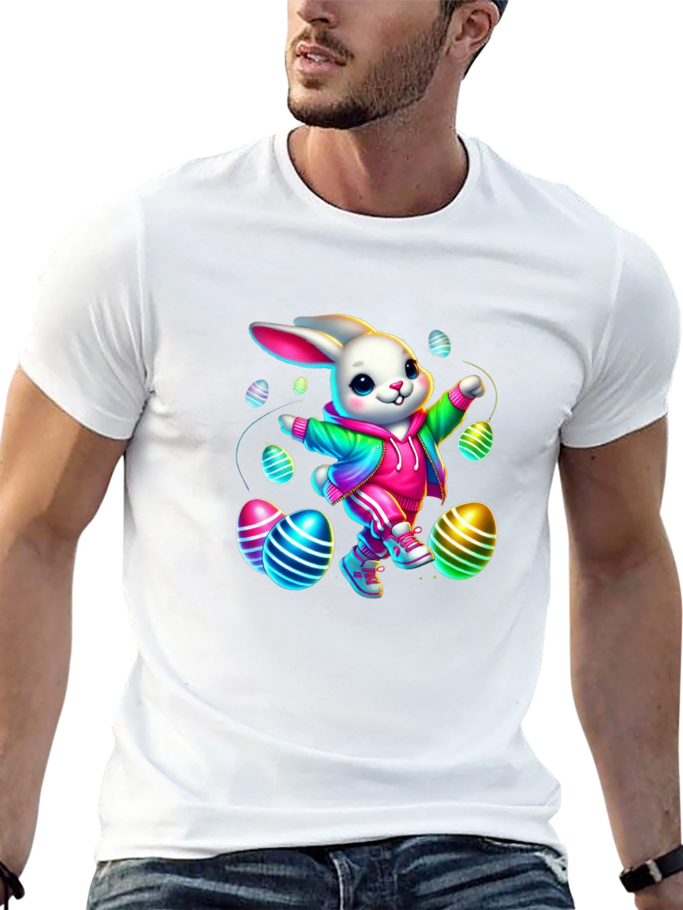 Easter Bunny T-Shirt - Colorful Egg Design