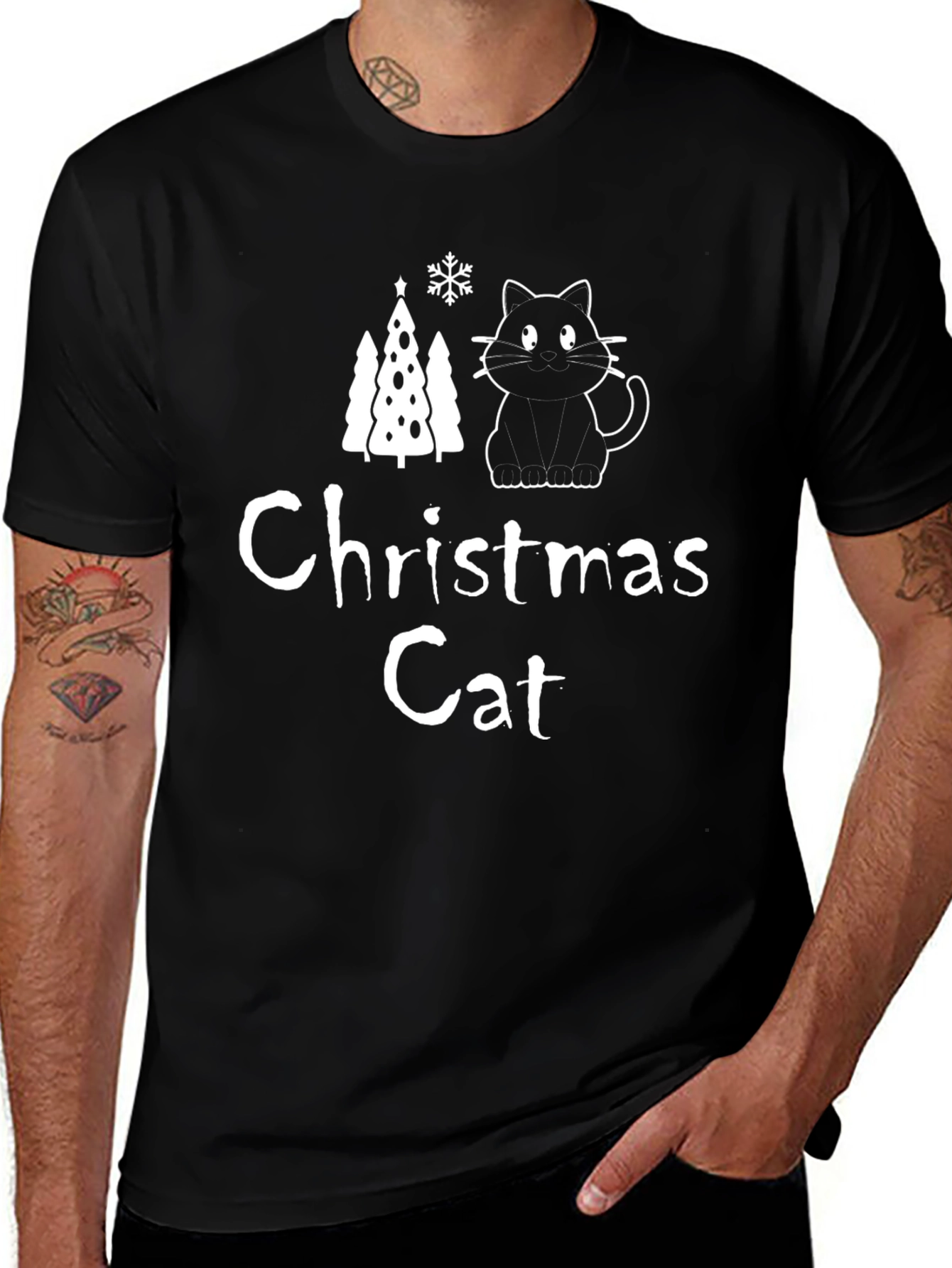 Christmas Cat Graphic T-Shirt