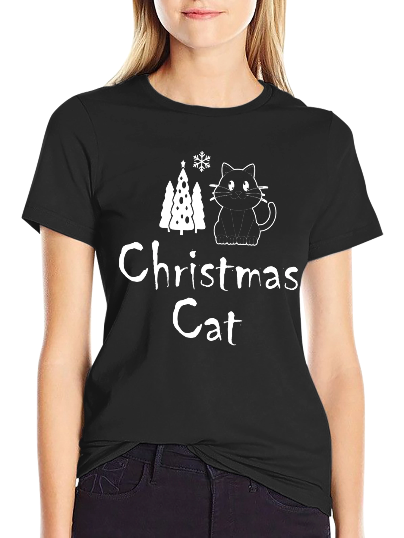 Christmas Cat Graphic T-Shirt