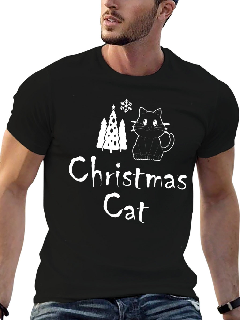 Christmas Cat Graphic T-Shirt