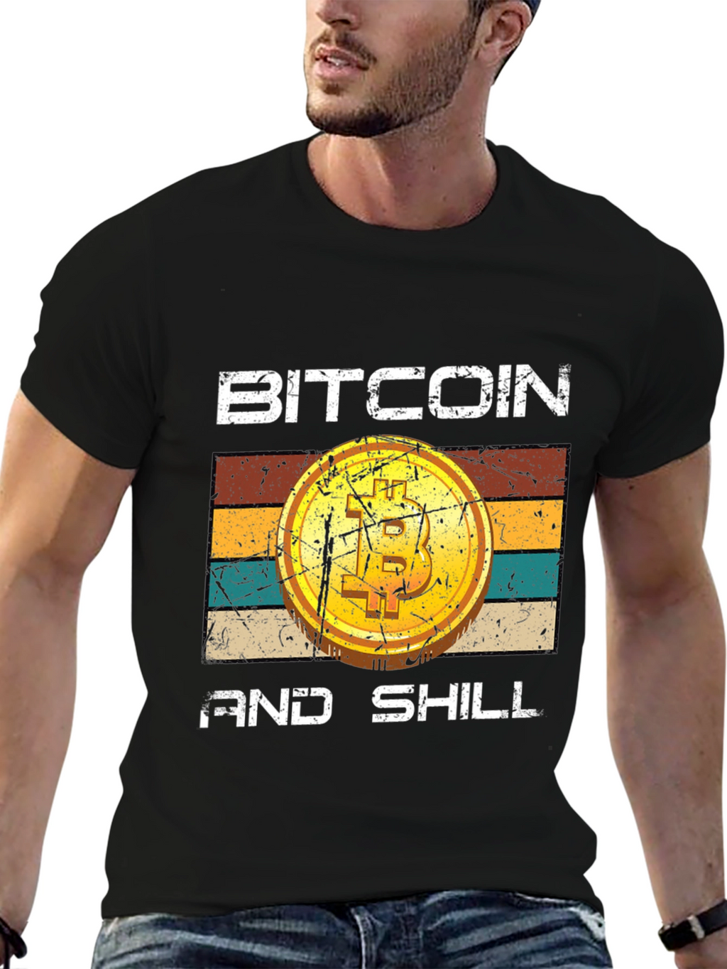 Bitcoin and Shill Retro Style Graphic Tee