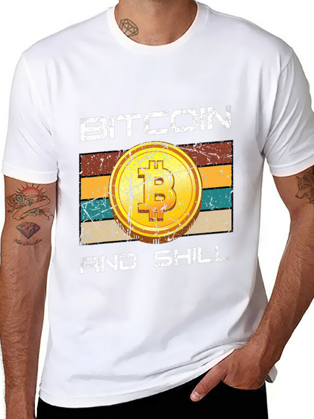 Bitcoin and Shill Retro Style Graphic Tee