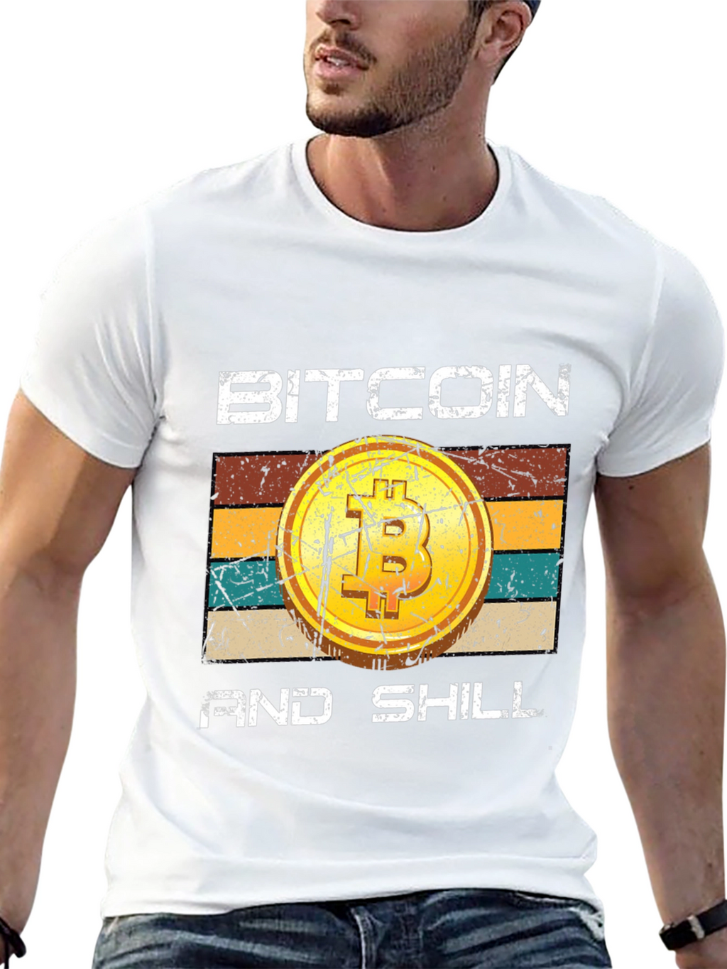 Bitcoin and Shill Retro Style Graphic Tee
