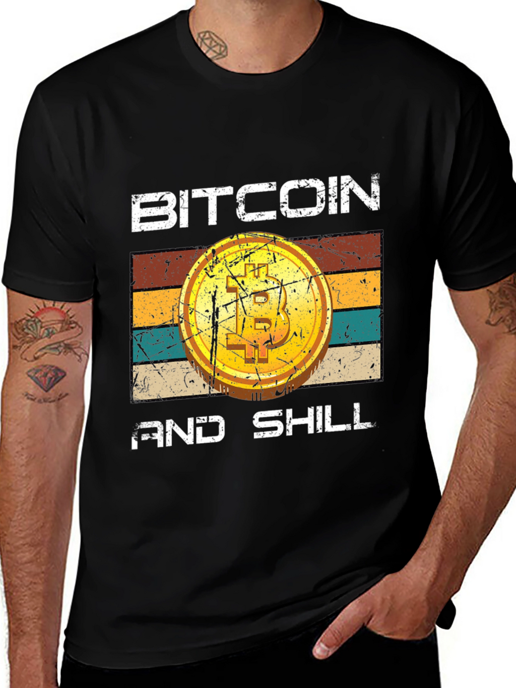 Bitcoin and Shill Retro Style Graphic Tee