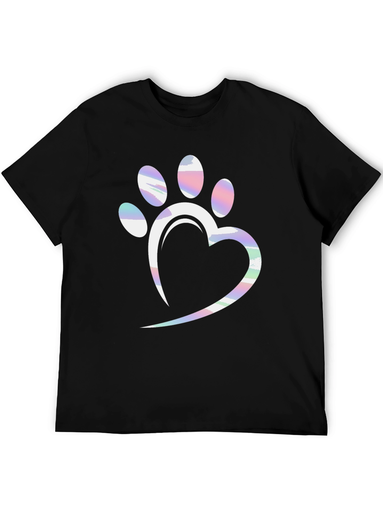 Dog Paw Heart T-Shirt - Black Graphic Tee