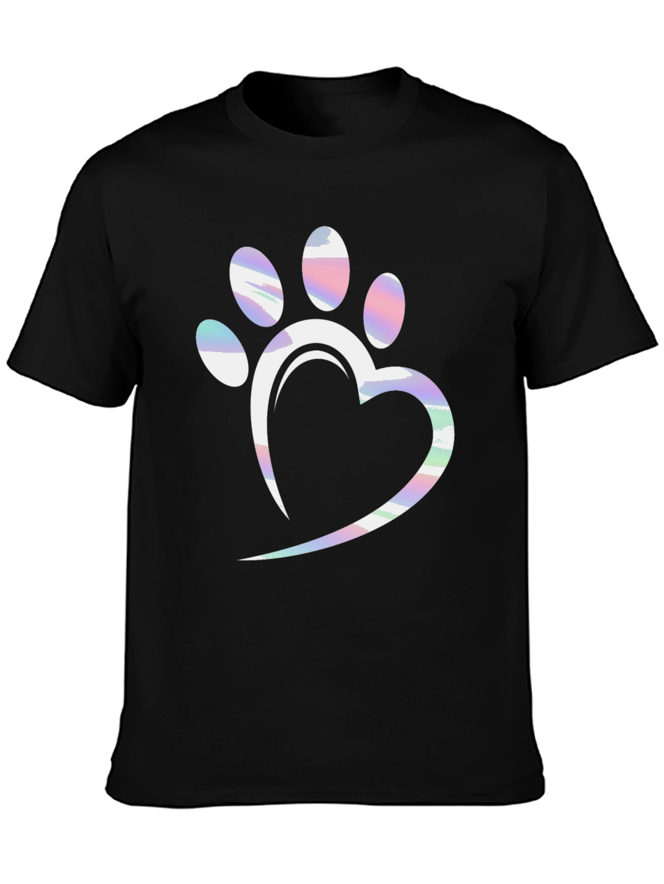 Dog Paw Heart T-Shirt - Black Graphic Tee