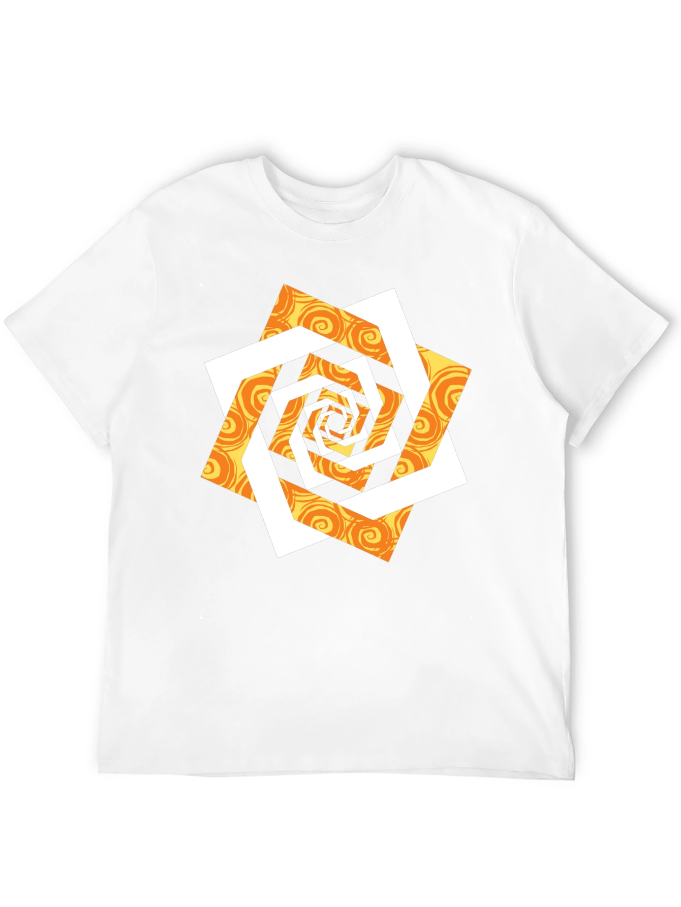 Abstract Geometric Swirl Graphic T-Shirt - Black