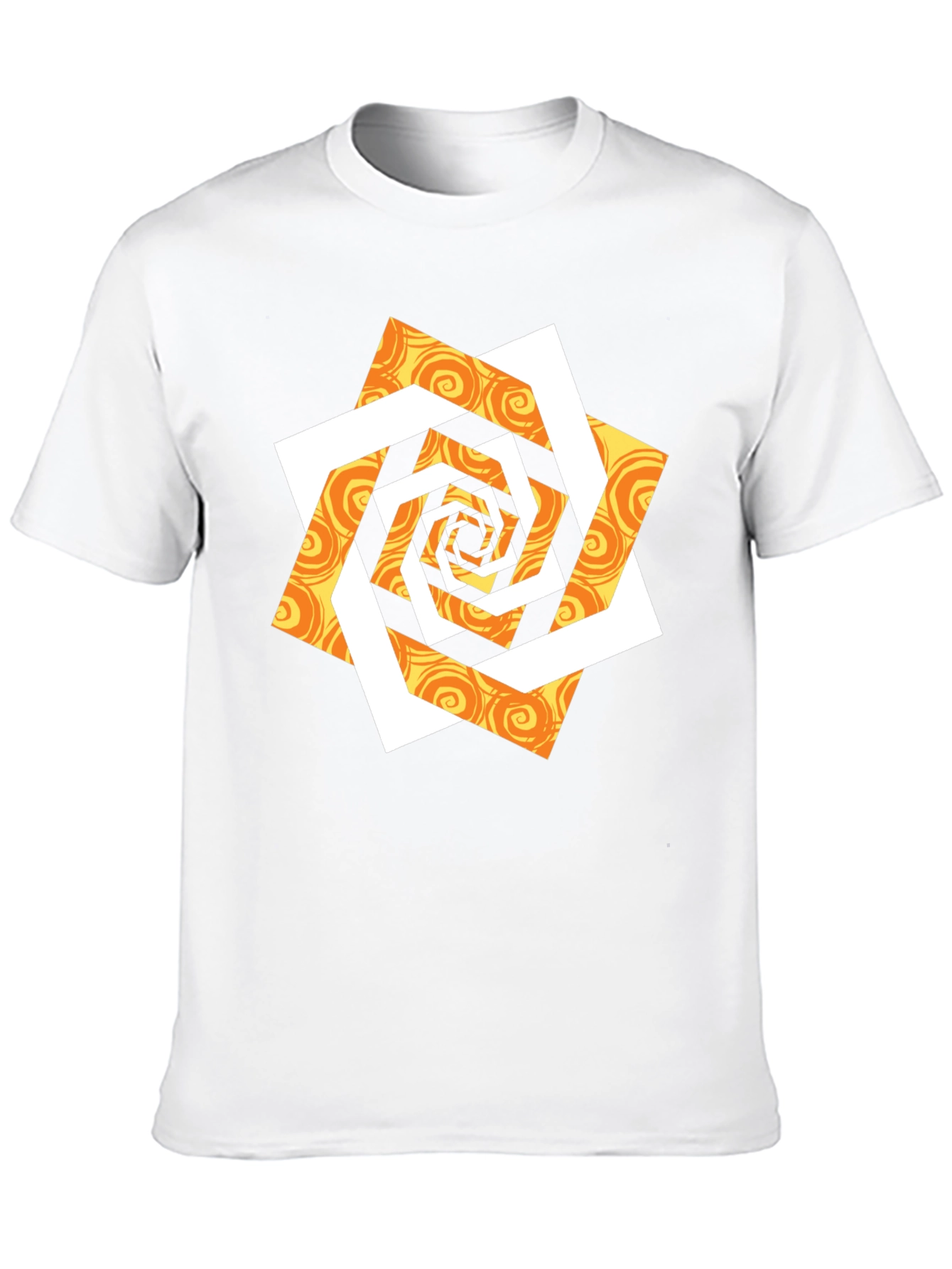 Abstract Geometric Swirl Graphic T-Shirt - Black