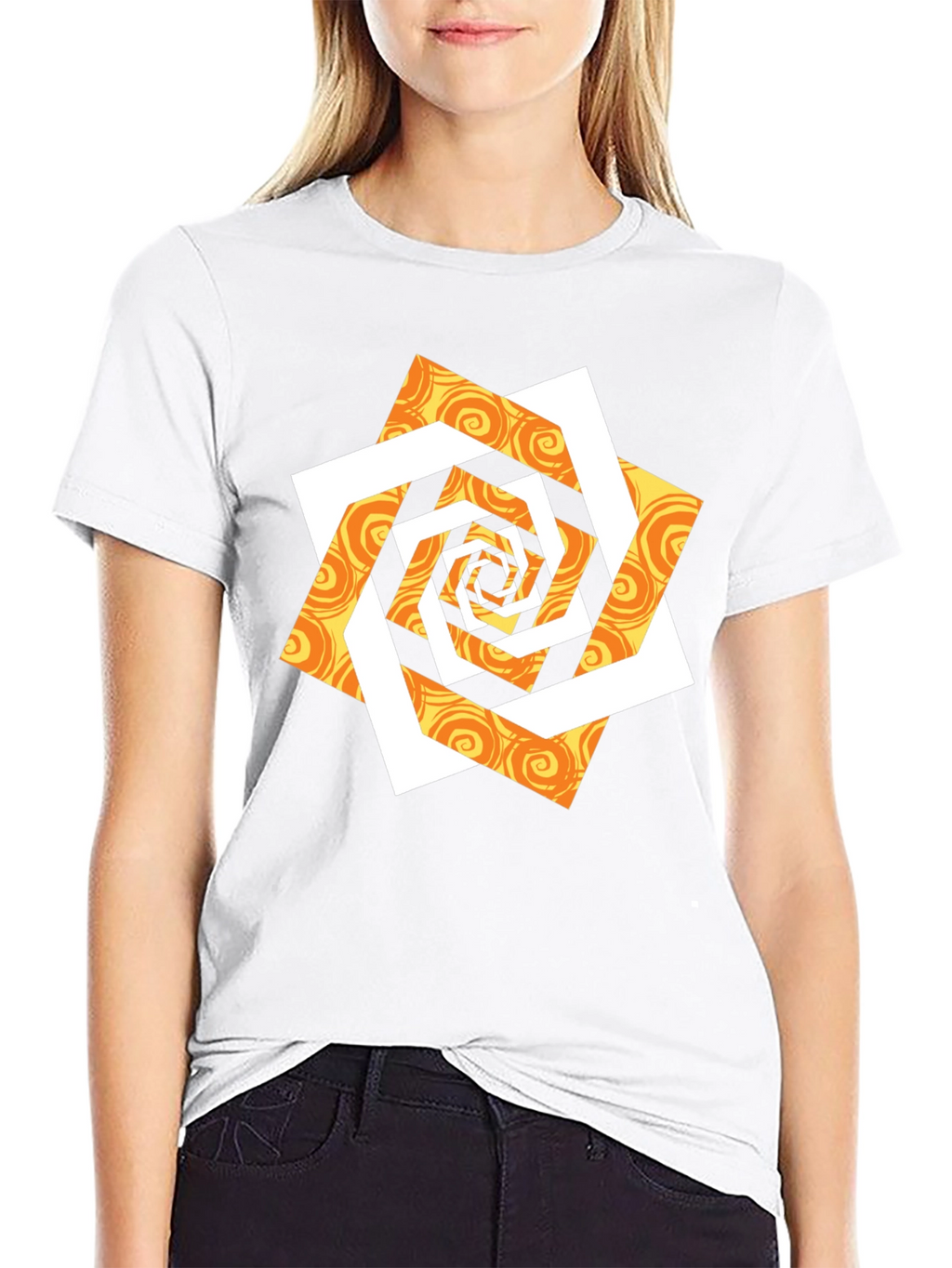 Abstract Geometric Swirl Graphic T-Shirt - Black