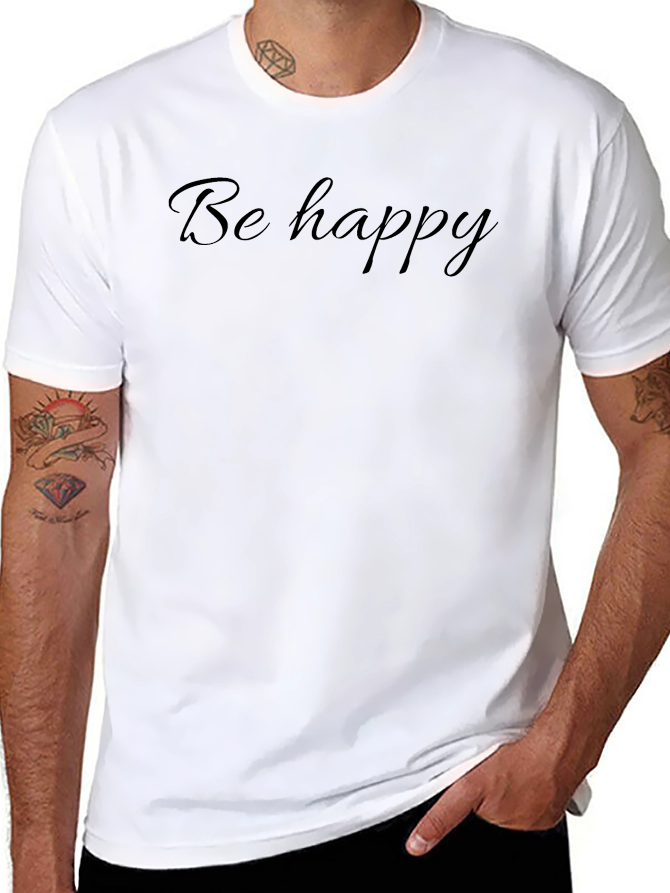 Be Happy Black T-Shirt - Stylish Casual Wear