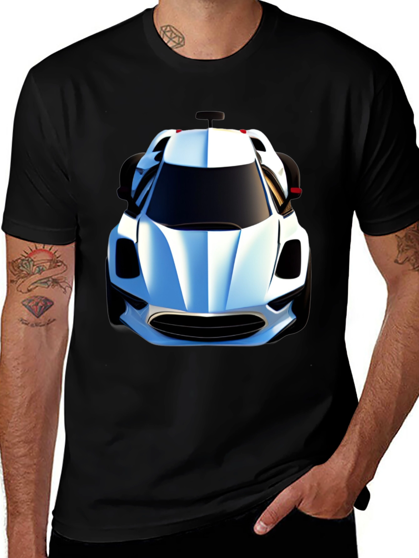 Black T-Shirt with Car Graphic