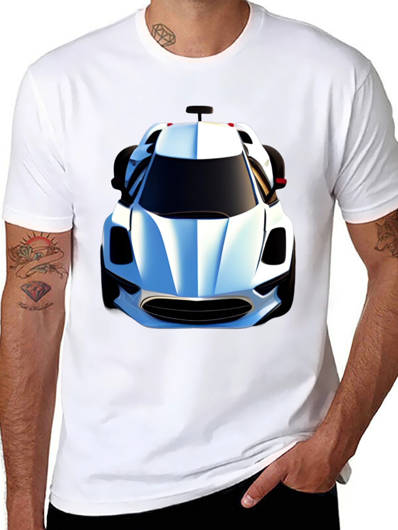 Black T-Shirt with Car Graphic